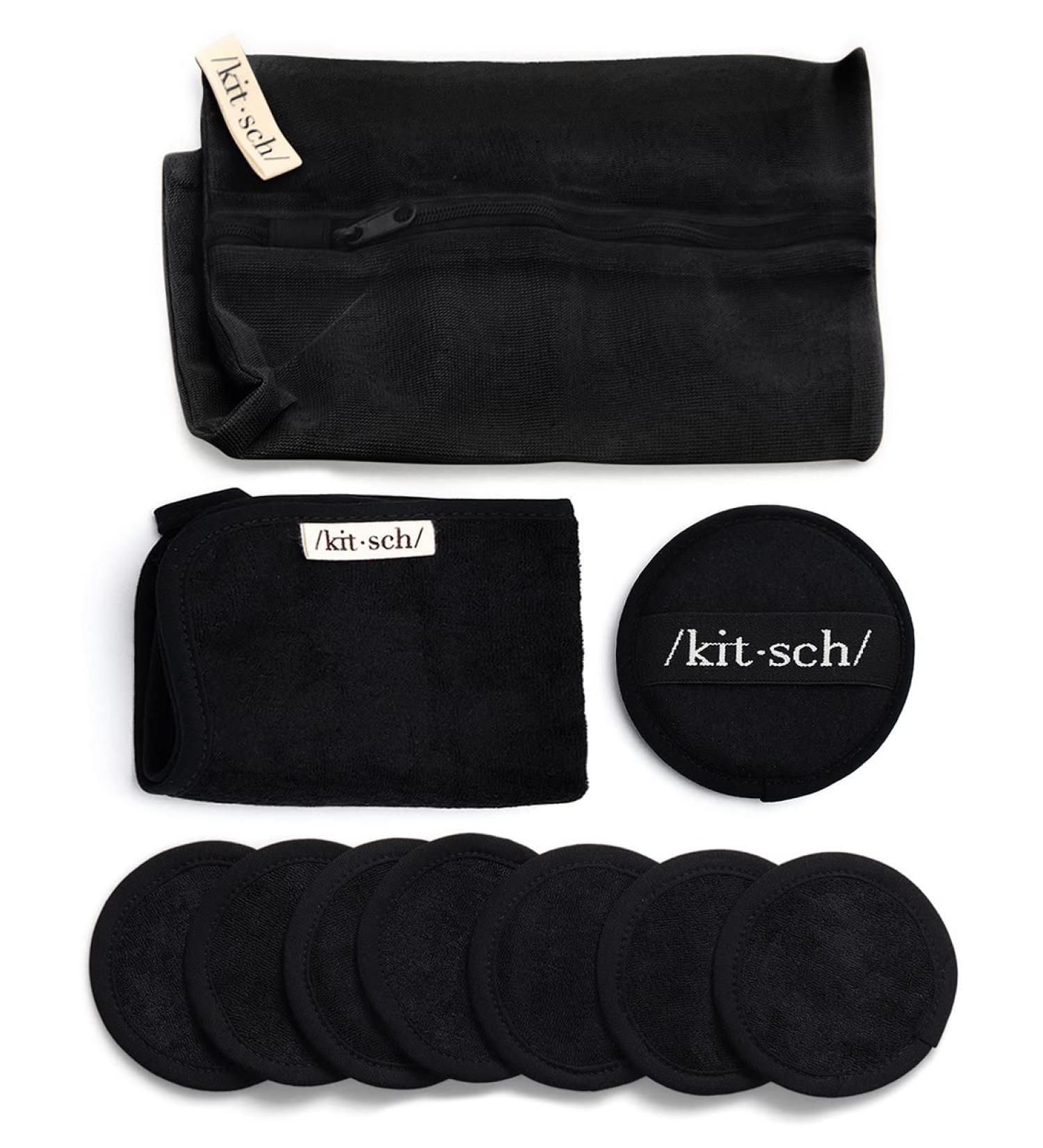 Kitsch Ultimate Cleansing Kit: Cotton Face Pads, Washable Rounds, Exfoliator Sponge, Face Towel - Reusable Makeup Remover Pads, Organic Cotton - Holiday Gift - Buy Online on SooperMarket.com