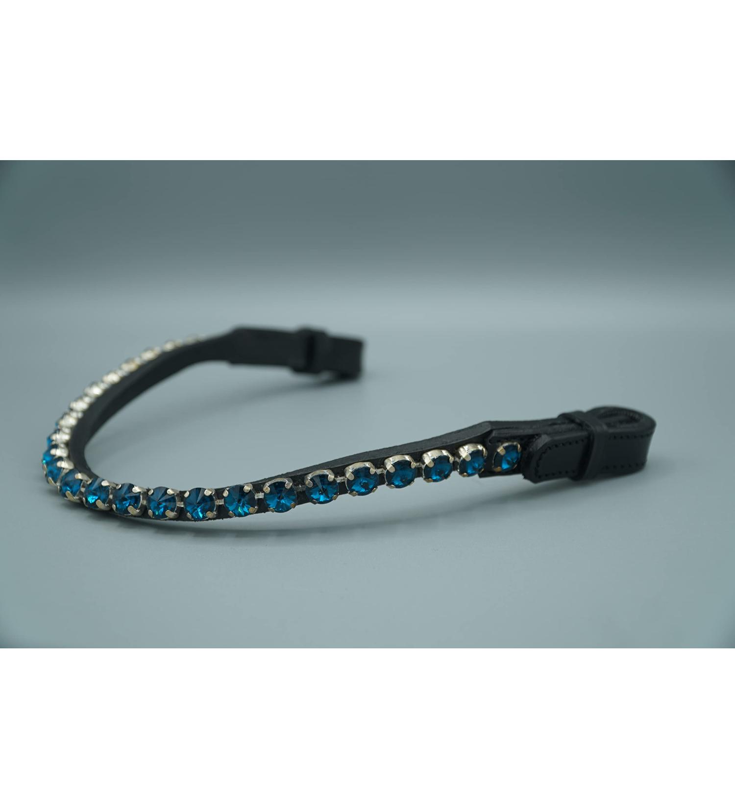 Generic Browband with quick release and 10mm stones Horse Horse Browband (Warmblood 43 cm Petrol) Warmblood 43 cm petrol