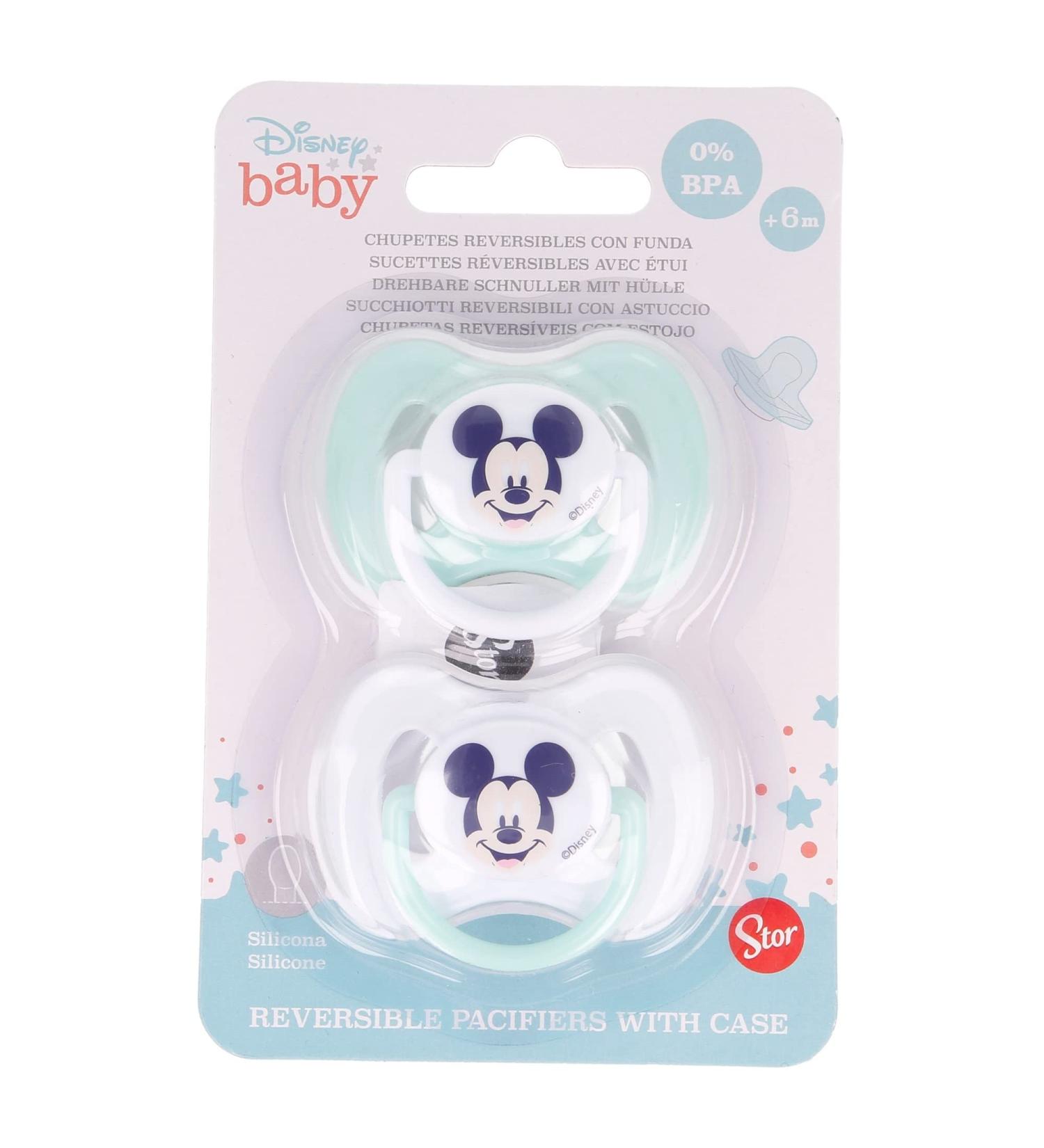Set of 2 Silicone Pacifiers with Reversible Nipple +6M - Mickey Mouse Design for International Shipping - Buy Online on SooperMarket.com