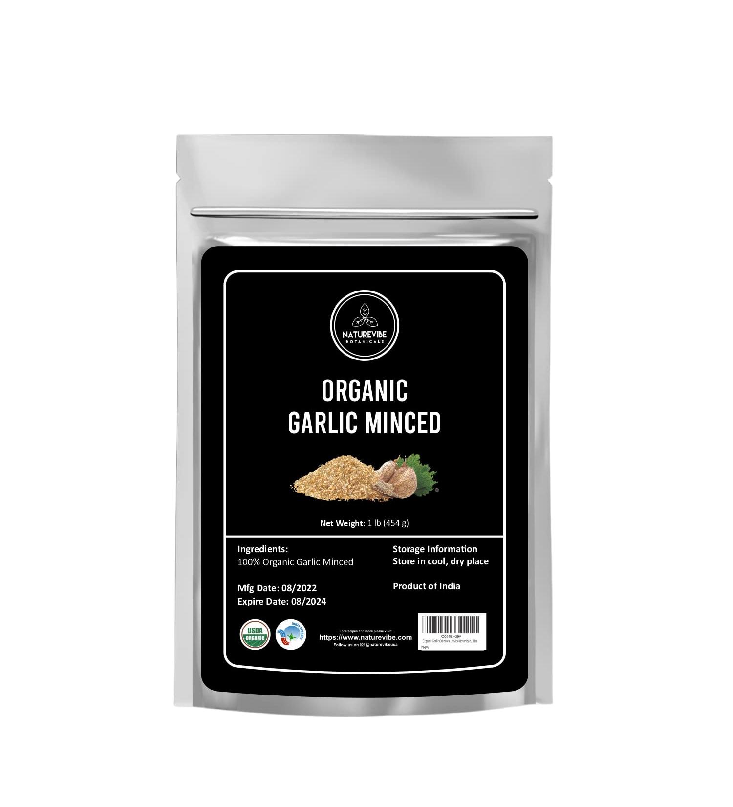 Naturevibe Botanicals Organic Garlic Minced 1lb - Non-GMO, Gluten Free (16 oz) - Buy Online on SooperMarket.com