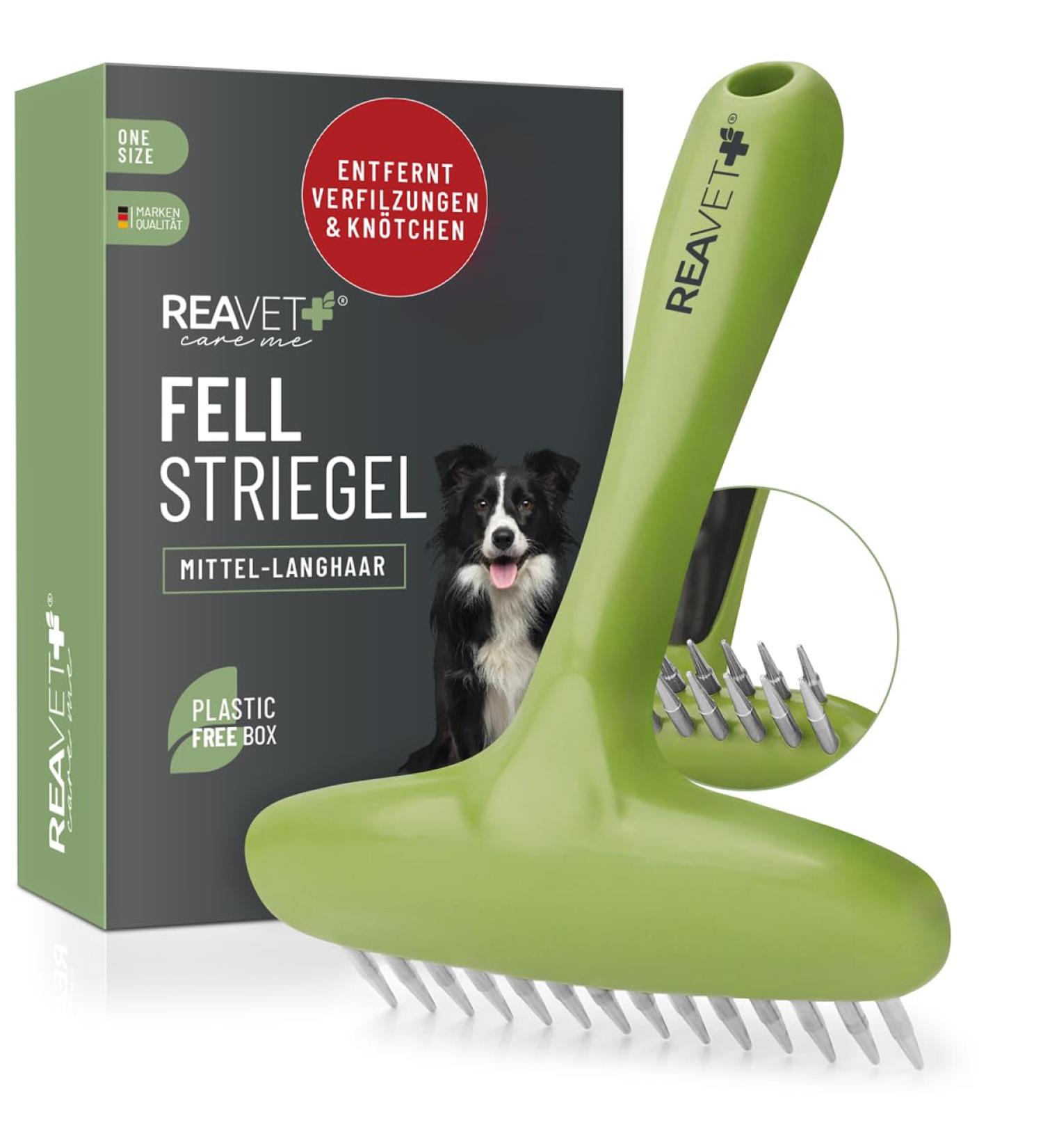Reavet Dog Comb - Premium De-Fuzzer & Fur Care Brush for Long-Haired Dogs | Smooth & Dismantle Knots Easily - Buy Online on SooperMarket.com