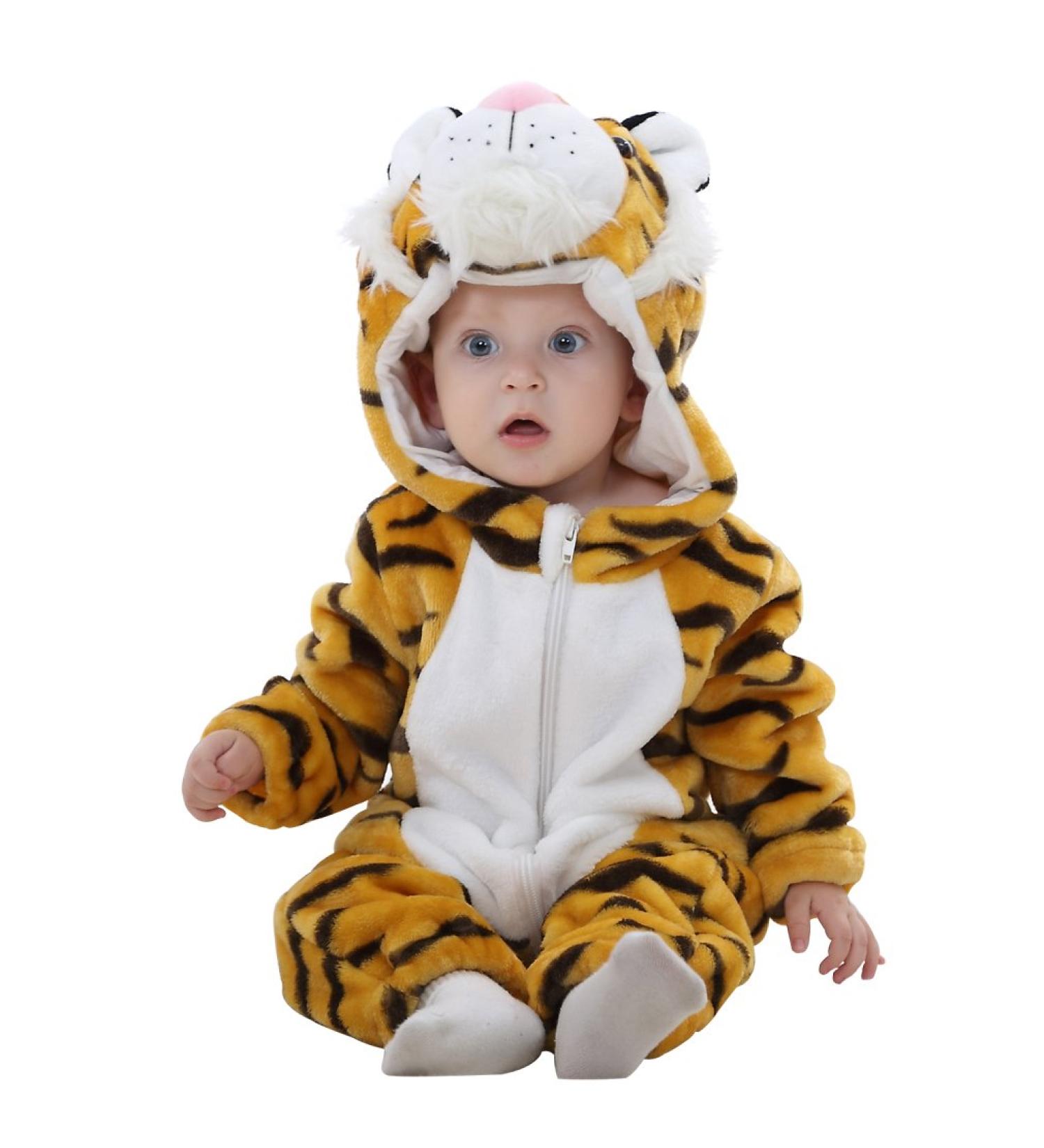 COOKY.D Unisex Winter Hooded Romper Jumpsuit 18-24 Months Tiger Print - Buy Online on SooperMarket.com