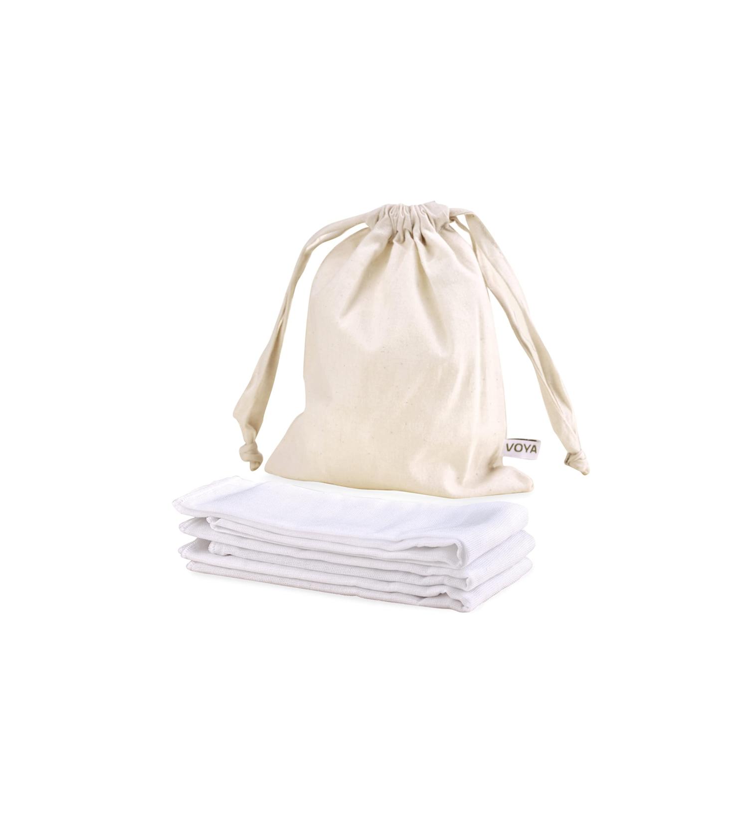 Voya Organic Muslin Facial Cloths | Eco-Friendly Face Cloths | 3 Natural Fiber Cloths for Gentle Skincare - Buy Online on SooperMarket.com