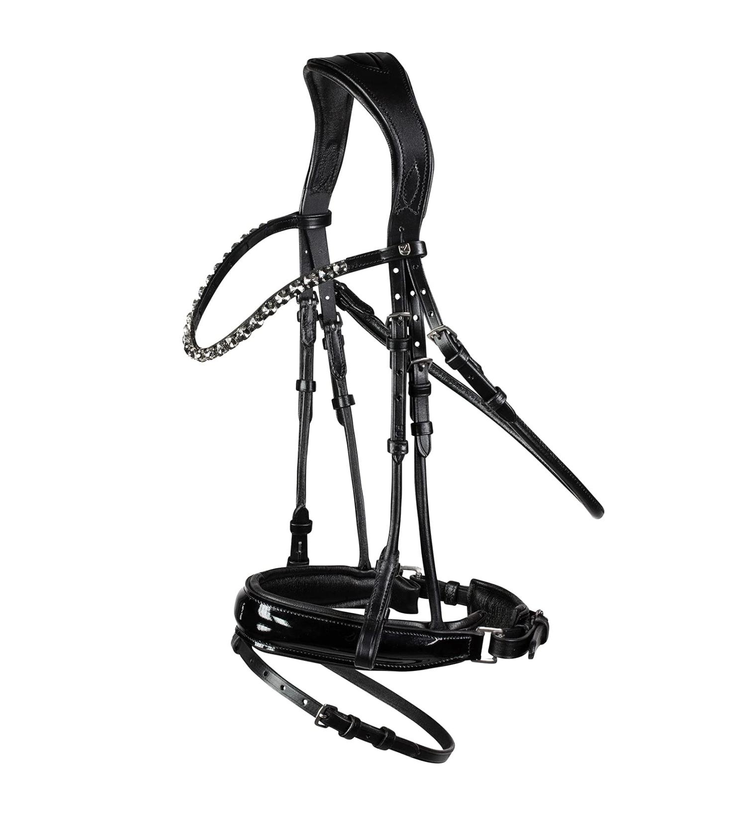 HORZE Clermont Genuine Leather Snaffle Bridle | Ergonomic Design with Flash Noseband | Black Warmblood Size - Buy Online on SooperMarket.com