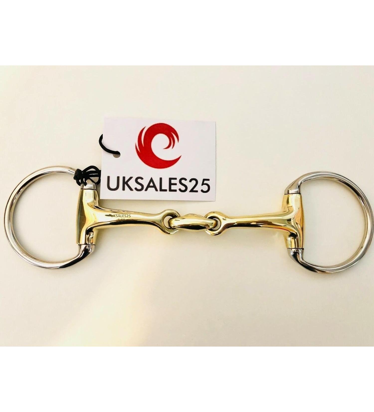 UKSALES25 EggButt Snaffle Bit Curved MP Double Jointed with Lozenge (HORSE BIT) (4.5")