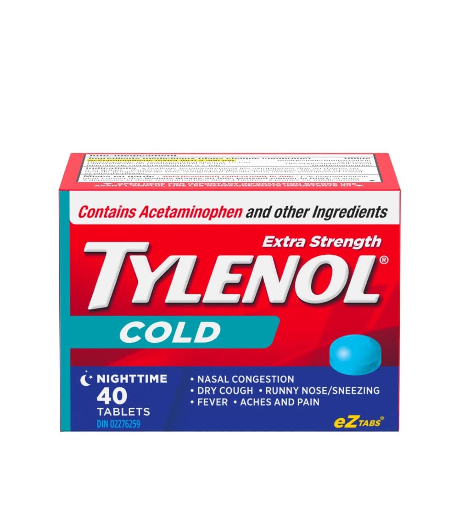 TYLENOL Extra Strength Cold eZ Tabs Relieves Cold symptoms Nighttime 40ct - Buy Online on SooperMarket.com