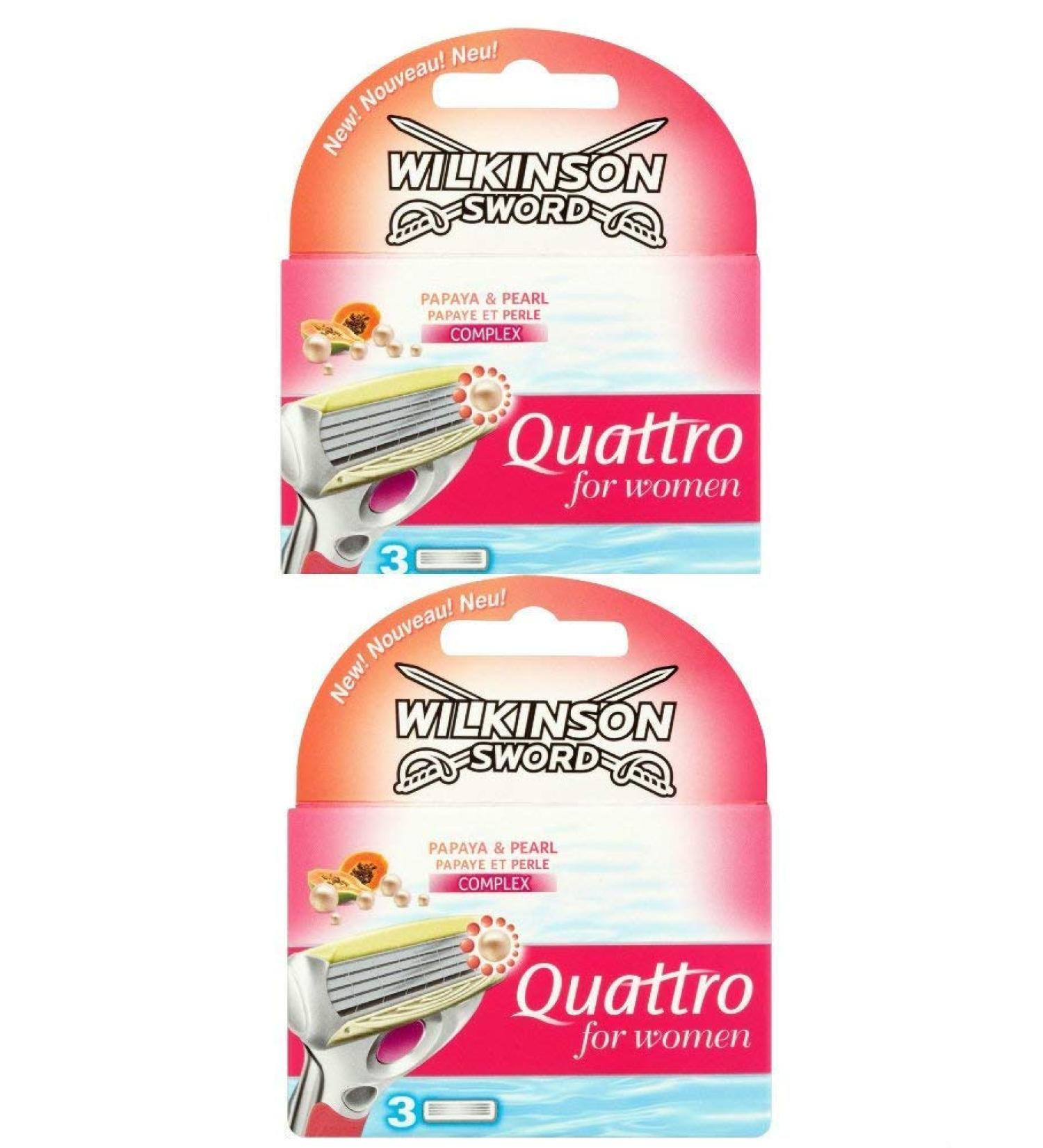 2 x Wilkinson Sword Quattro for women razor blades - 2 packs of 3 blades