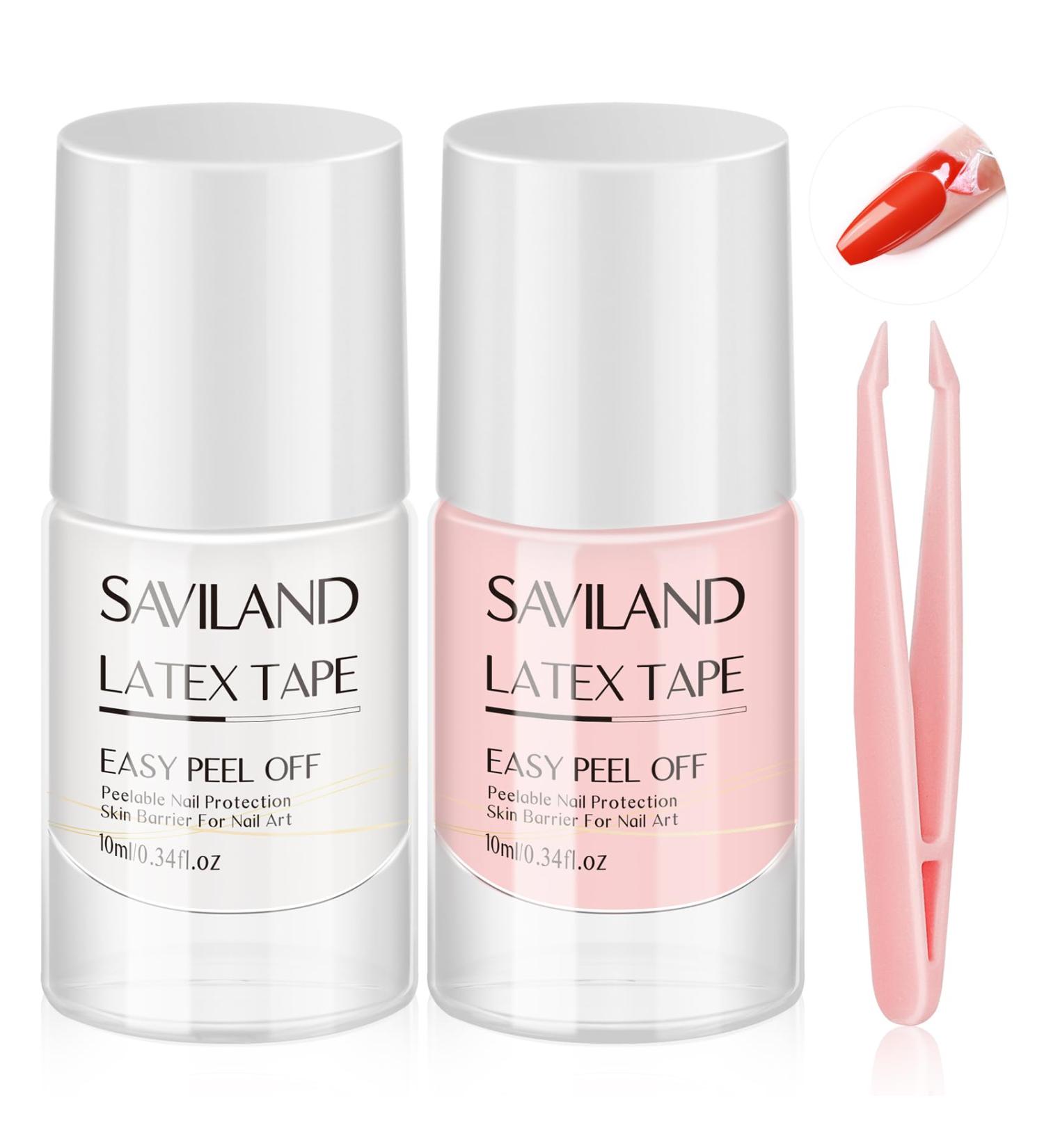 SAVILAND Liquid Latex for Nails - 20ML Peel Off Barrier & Cuticle Guard with Tweezer | Nail Art Tools for Home & Salon Manicure - Buy Online on SooperMarket.com