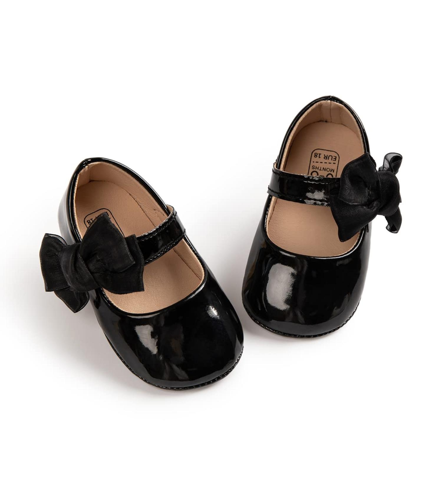Sonsage Infant Baby Girls Bowknot Mary Jane Princess Flats | Anti-Slip Sole | Wedding Dress Shoes | 6-12 Months | Black - Buy Online on SooperMarket.com