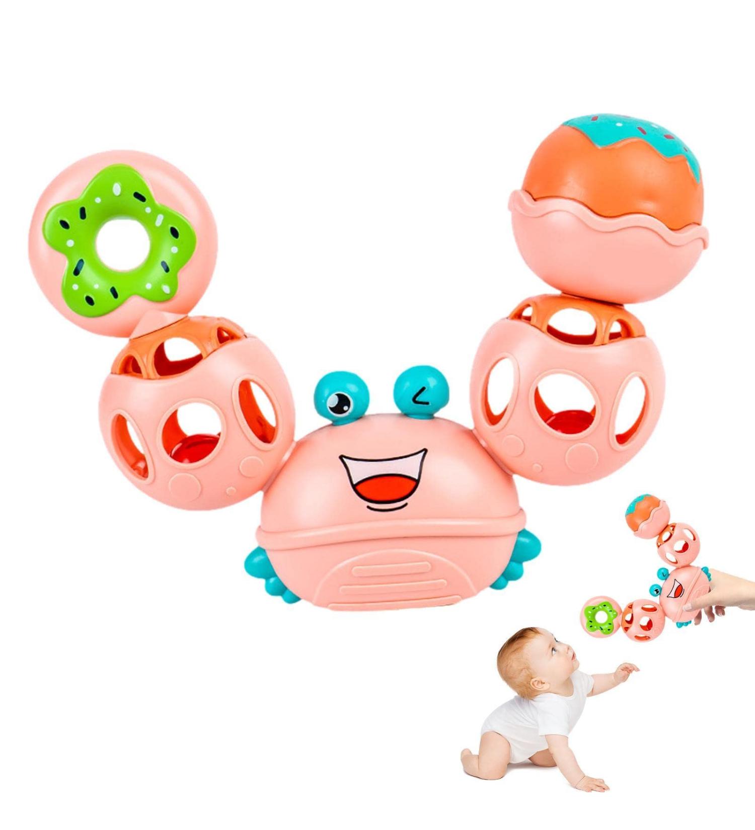 Abbto Babyrassel Crab Shape Newborn Toy - Soft Sensory Ball & Calming Bite Ring for Babies - Buy Online on SooperMarket.com