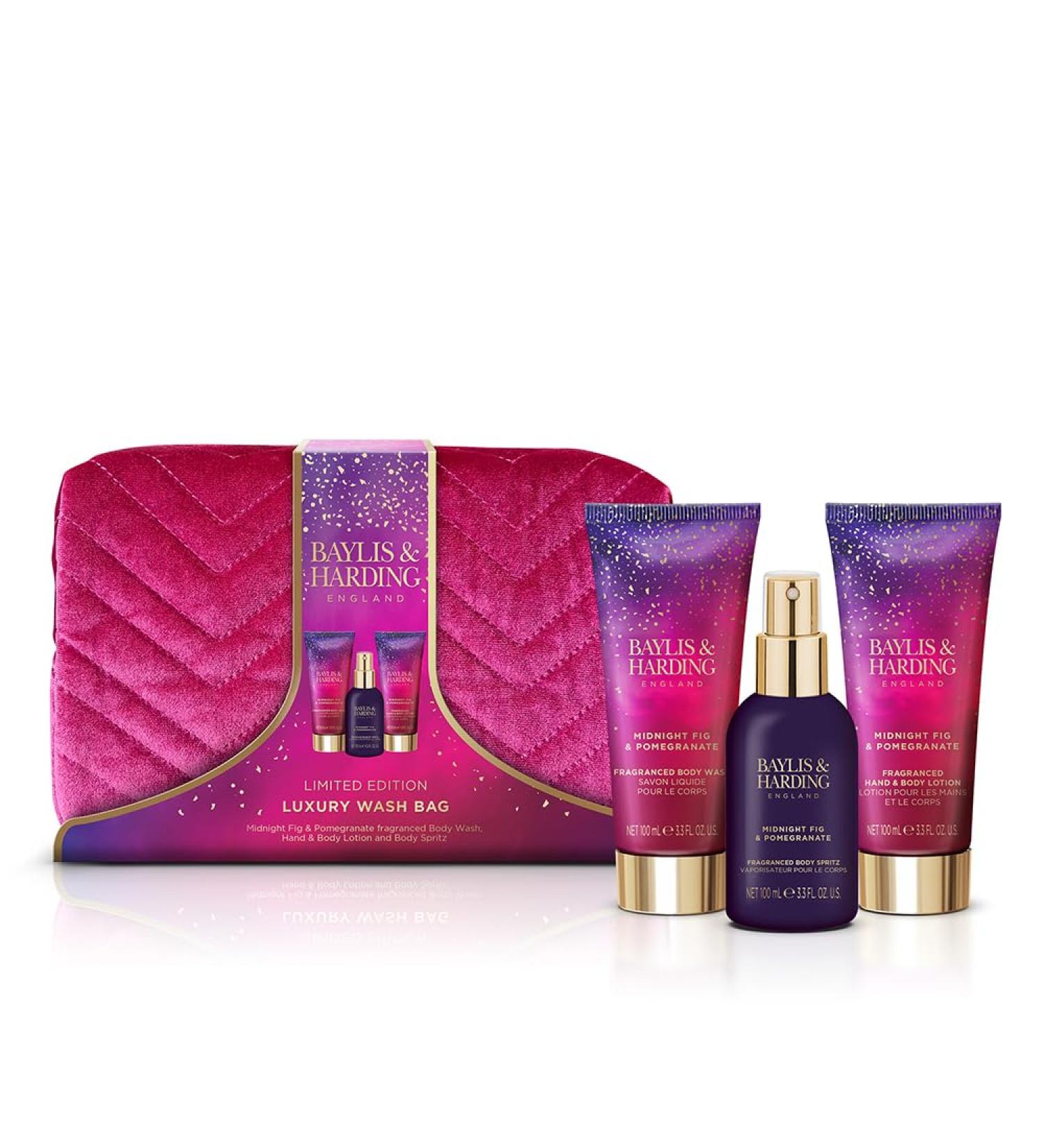 Baylis & Harding Midnight Fig & Pomegranate Deluxe Wash Bag Gift Set - Vegan Friendly - Buy Online on SooperMarket.com