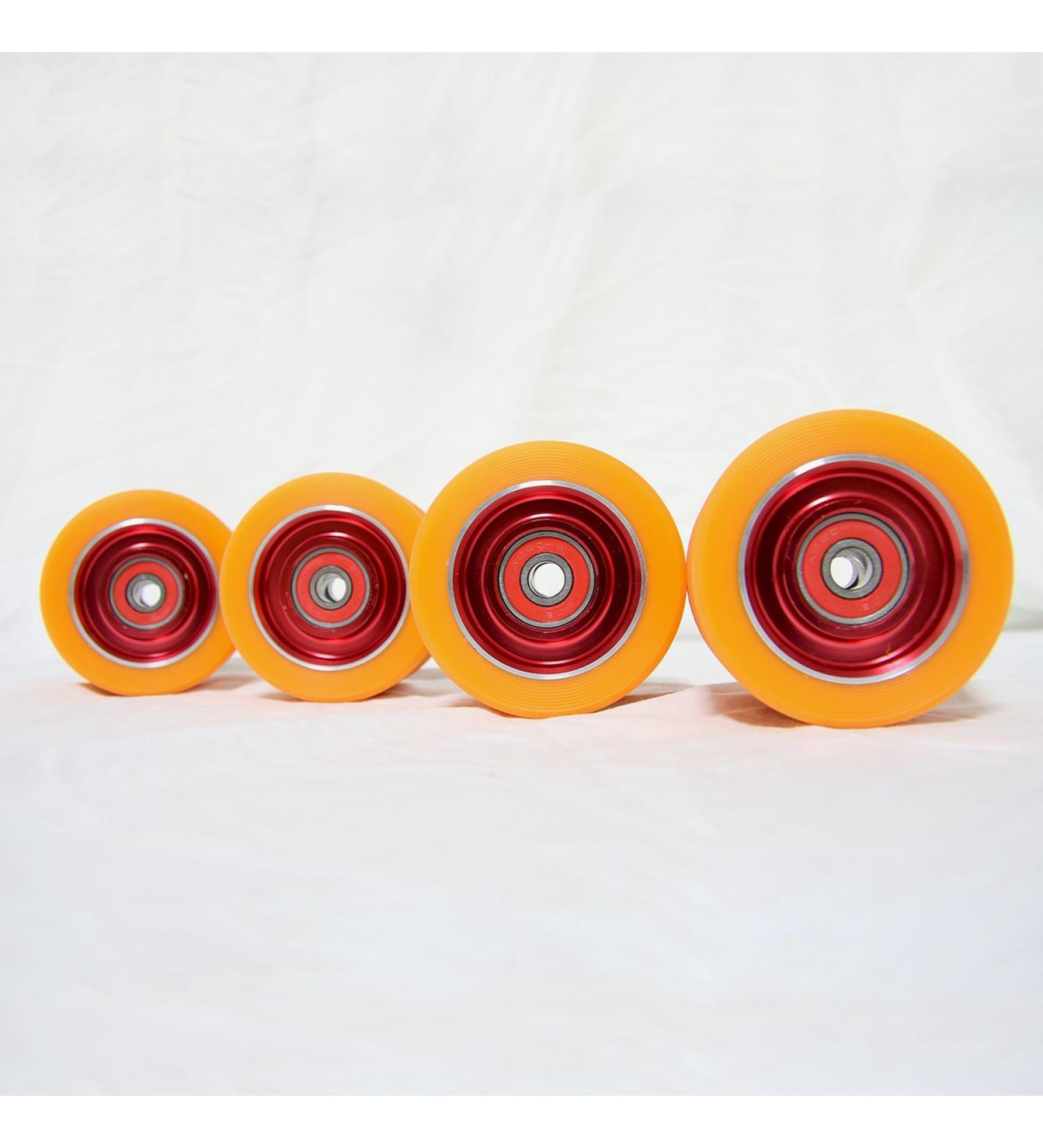 Z-FIRST 62mm Roller Skates Wheels Aluminum Alloy Speed Skate Wheels Replacement Wheels with ABEC-9 Bearing (Pack of 4) Orange-red