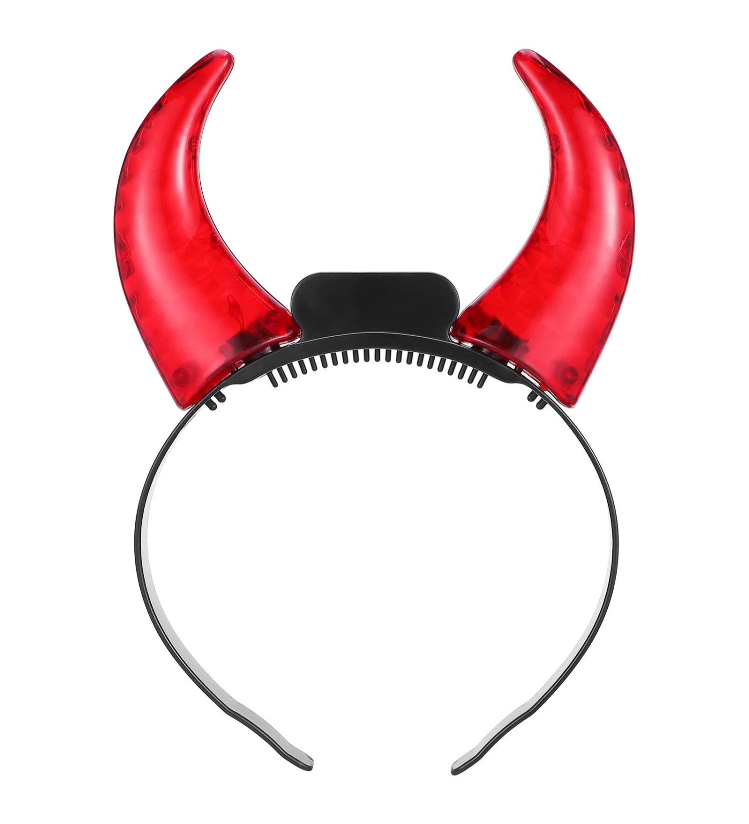 minkissy LED Devil Horns Headband Red Light up Hairband Luminous Demon Horns Head Boppers Carnival Costume Headwear for Kids Adults Cosplay Dress up Party Favors Supplies - Buy Online on SooperMarket.com
