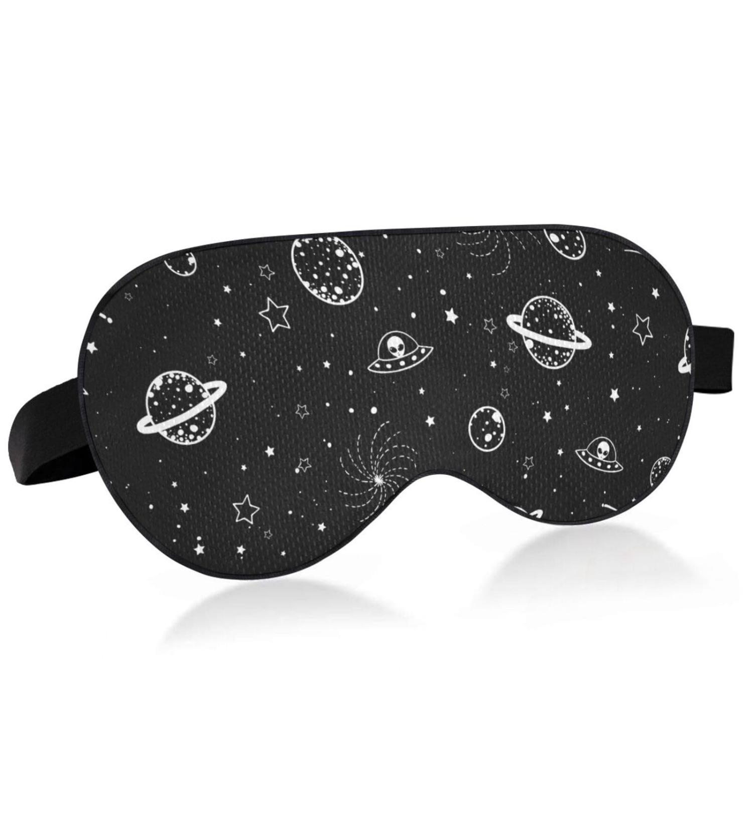 Haskirky Light Blocking Eye Mask Adjustable Breathable Eye Mask for Men and Women | Perfect for Travel, Yoga, and Meditation | Deep Sleep and Comfort | Black Stars Design - Buy Online on SooperMarket.com