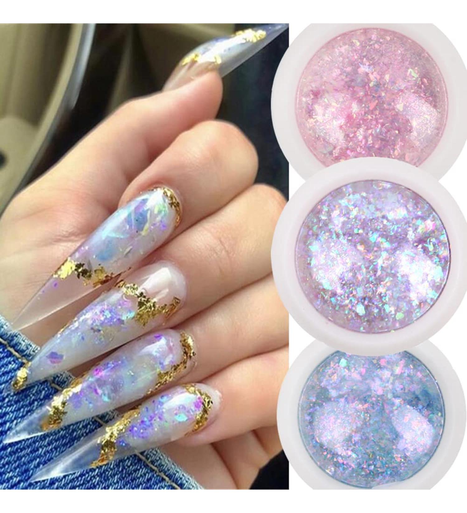 Opal Flakes Nail Sequins - Purple Holographic Glitter - DIY Nail Art Decoration Kit - Buy Online on SooperMarket.com