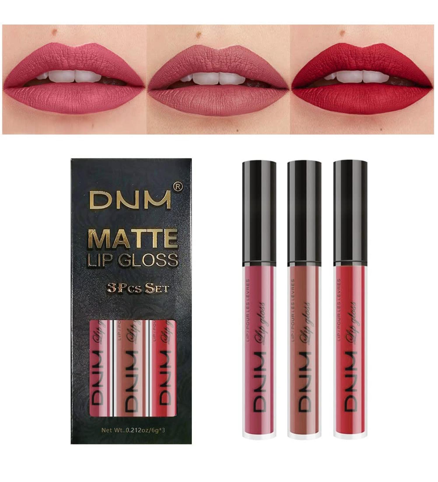 3Pcs Matte Ruby Red & Light Red Liquid Lipstick Set | Long Lasting & Waterproof Lip Gloss Gift | Matt Lipstick for Women - Set10 - Buy Online on SooperMarket.com