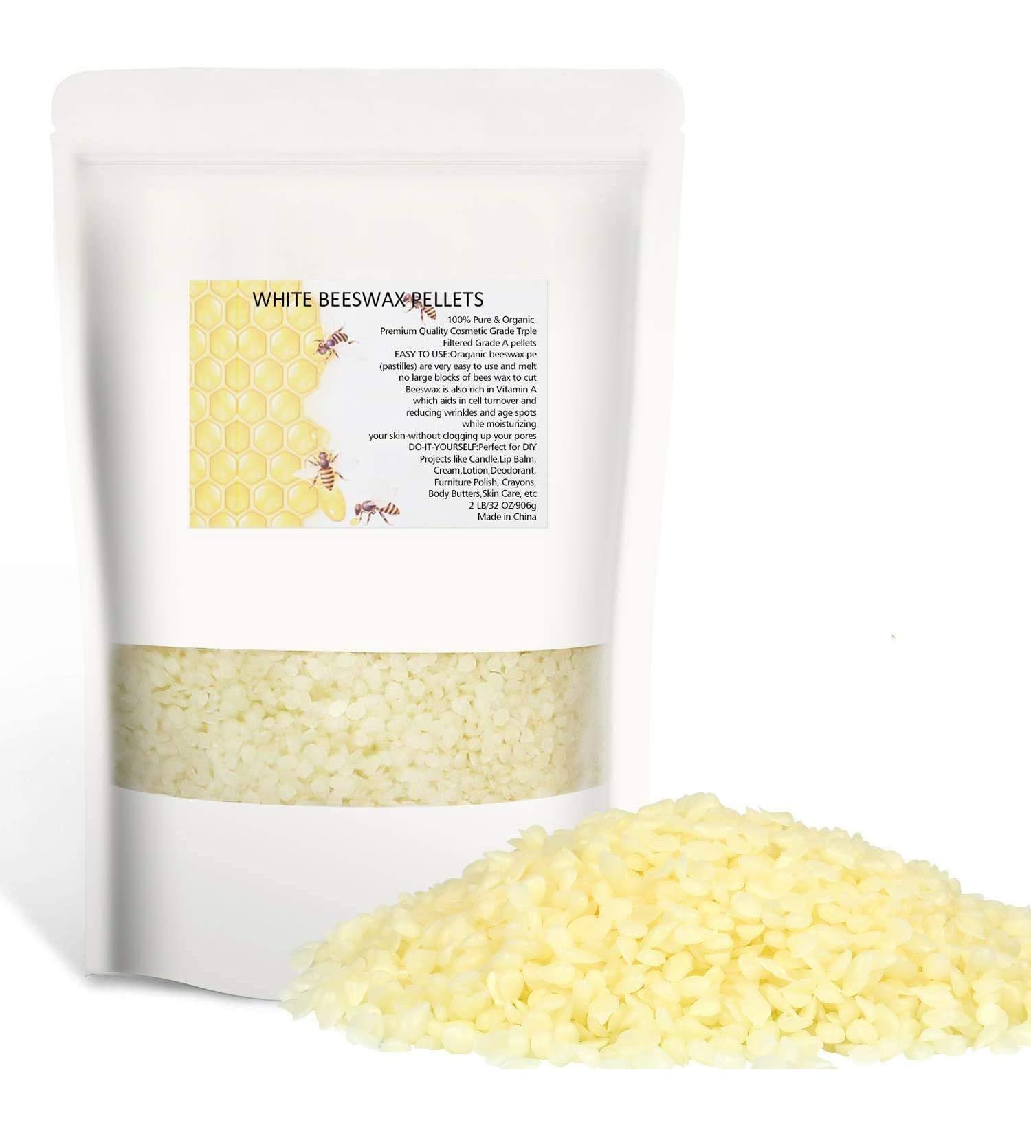 Howemon White Beeswax Pellets 2LB - 100% Pure Triple Filtered for Skin, Face, Body & Hair Care - DIY Creams, Lotions, Lip Balm & Soap Making Supplies - Buy Online on SooperMarket.com