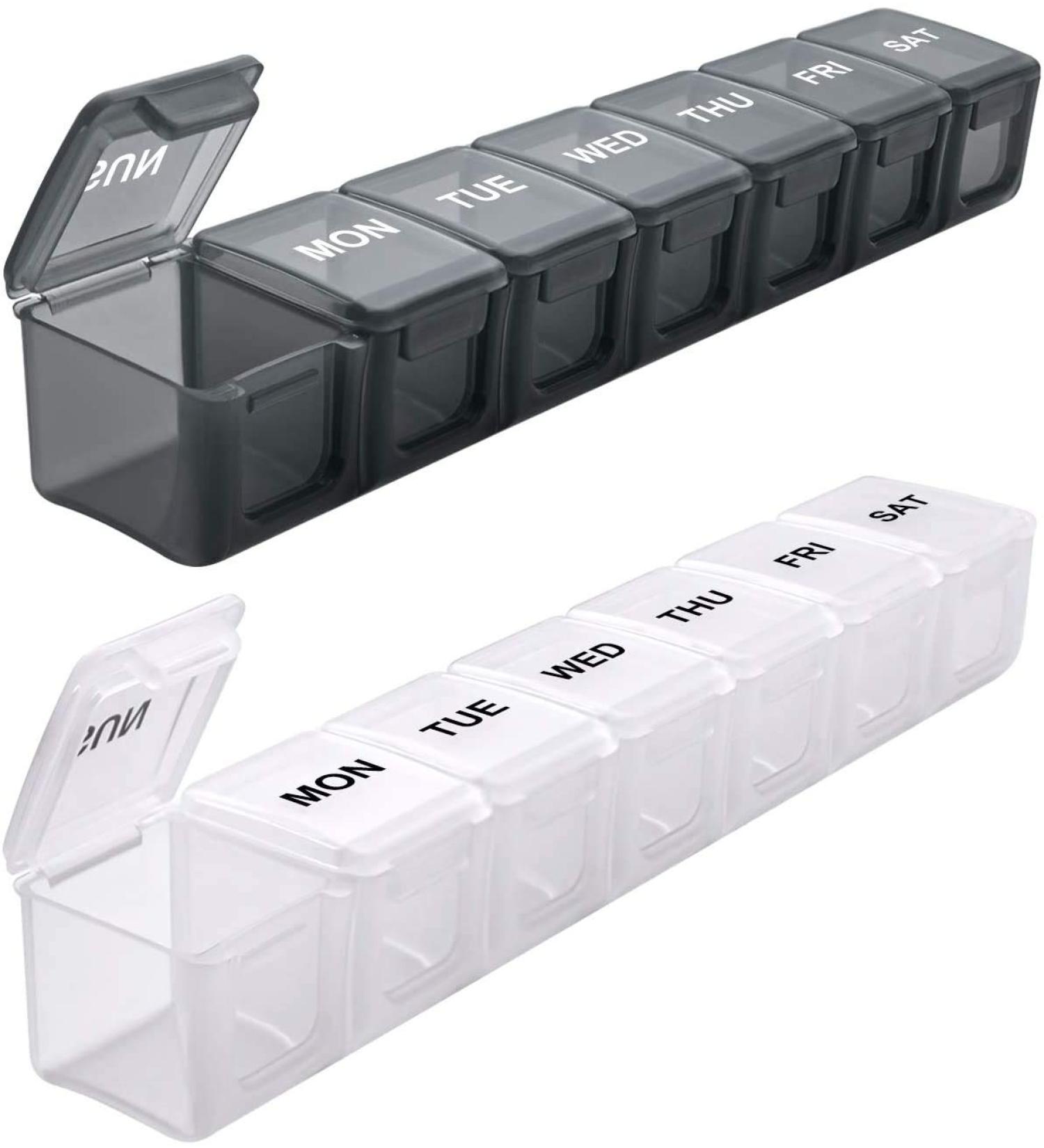 Large Weekly Pill Organizer Sukuos Large Daily Pill Cases for Pills/Vitamin/Fish Oil/Supplements (black+clear) - Buy Online on SooperMarket.com