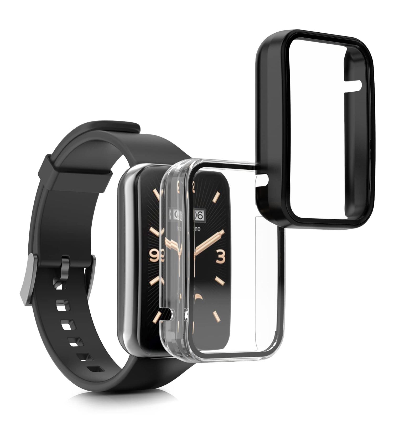 kwmobile Cover Comaptible with Xiaomi Mi Band 7 Pro (Set of 2) -Tempered Glass with Plastic Frame - Black/Transparent black / transparent - Buy Online on SooperMarket.com