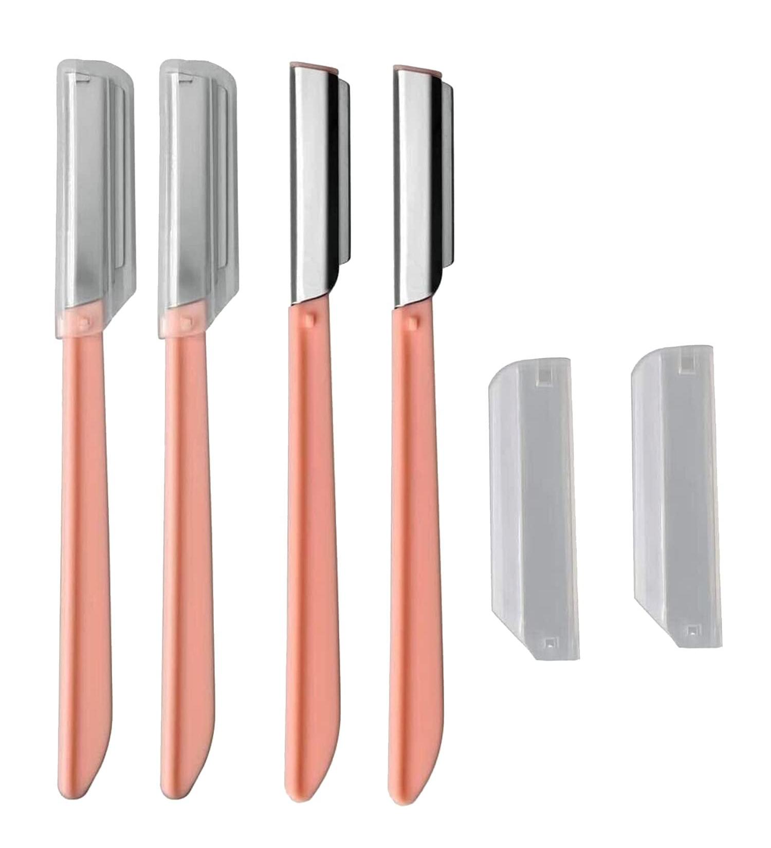 4-Piece Eyebrow Razor & Facial Hair Remover Set | Multi-Purpose Dermaplaning & Cosmetic Care for Men & Women - Portable Hair Clipper - Buy Online on SooperMarket.com