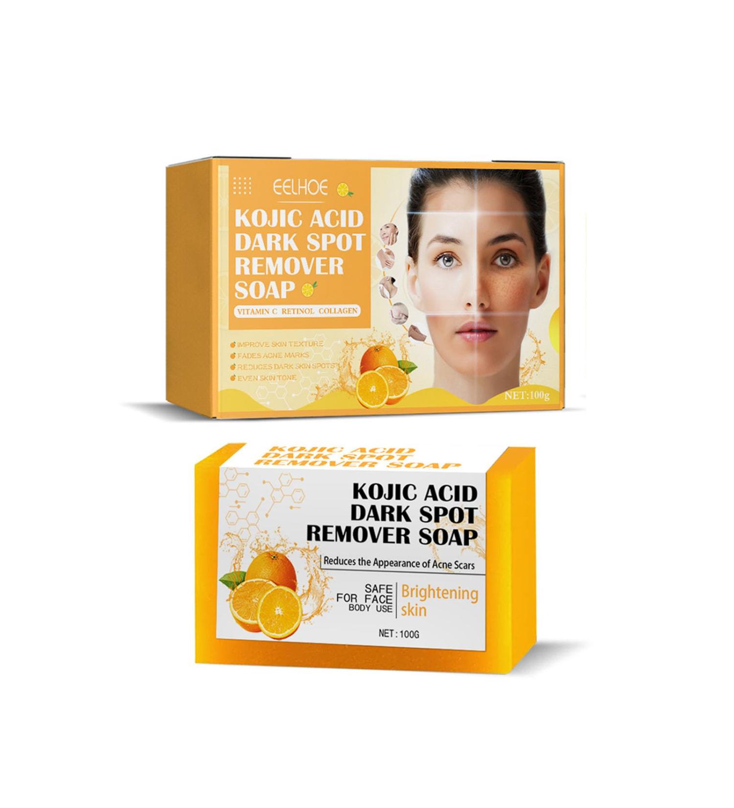 Kojic Acid Soap Kojic Acid Dark Spot Remover Soap Turmeric Kojic Acid Soap Handmade Soap for Dark Spots & Acne Scars Natural Orange Soap Bar for Face Body Wash 100g - Buy Online on SooperMarket.com