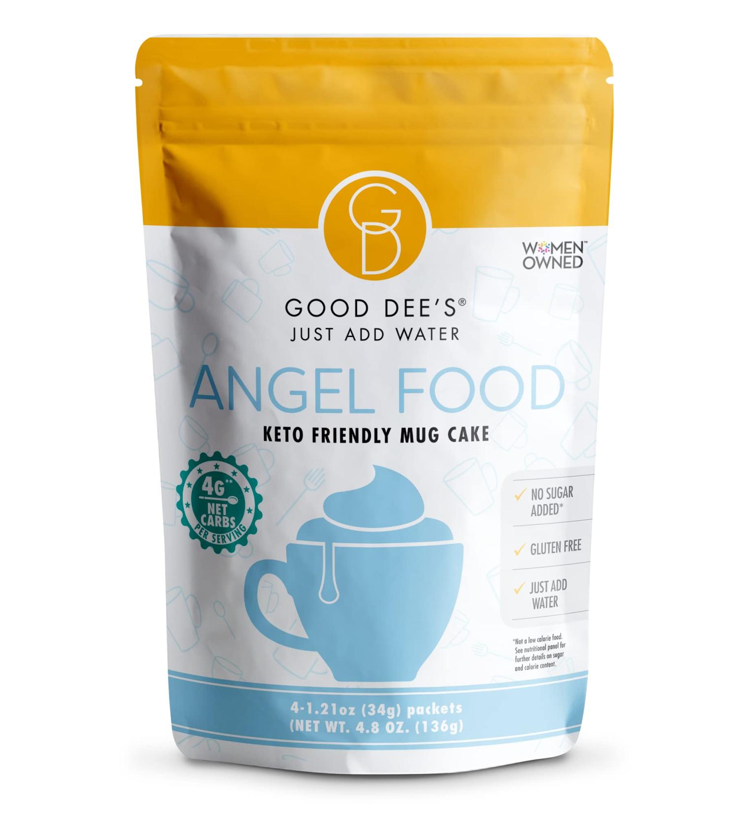 Good Dee's Angel Food Cake Mix | Keto, Gluten Free, No Sugar Added | 4g Net Carbs | 4 Packets per Bag - Buy Online on SooperMarket.com
