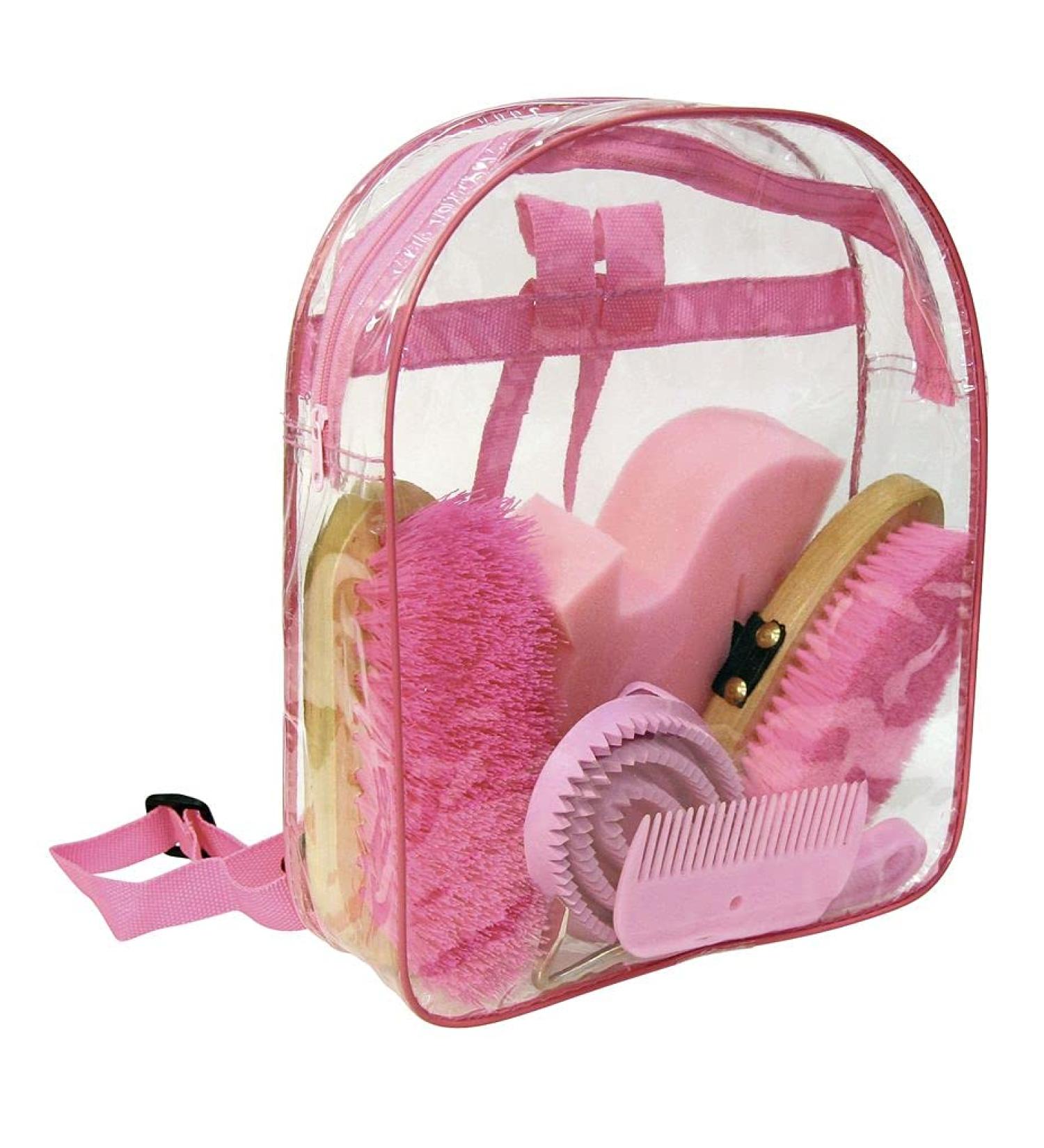 Kerbl Pink Transparent Grooming Backpack for Horses | Complete Horse Care Set & Tools - Model 321358 - Buy Online on SooperMarket.com