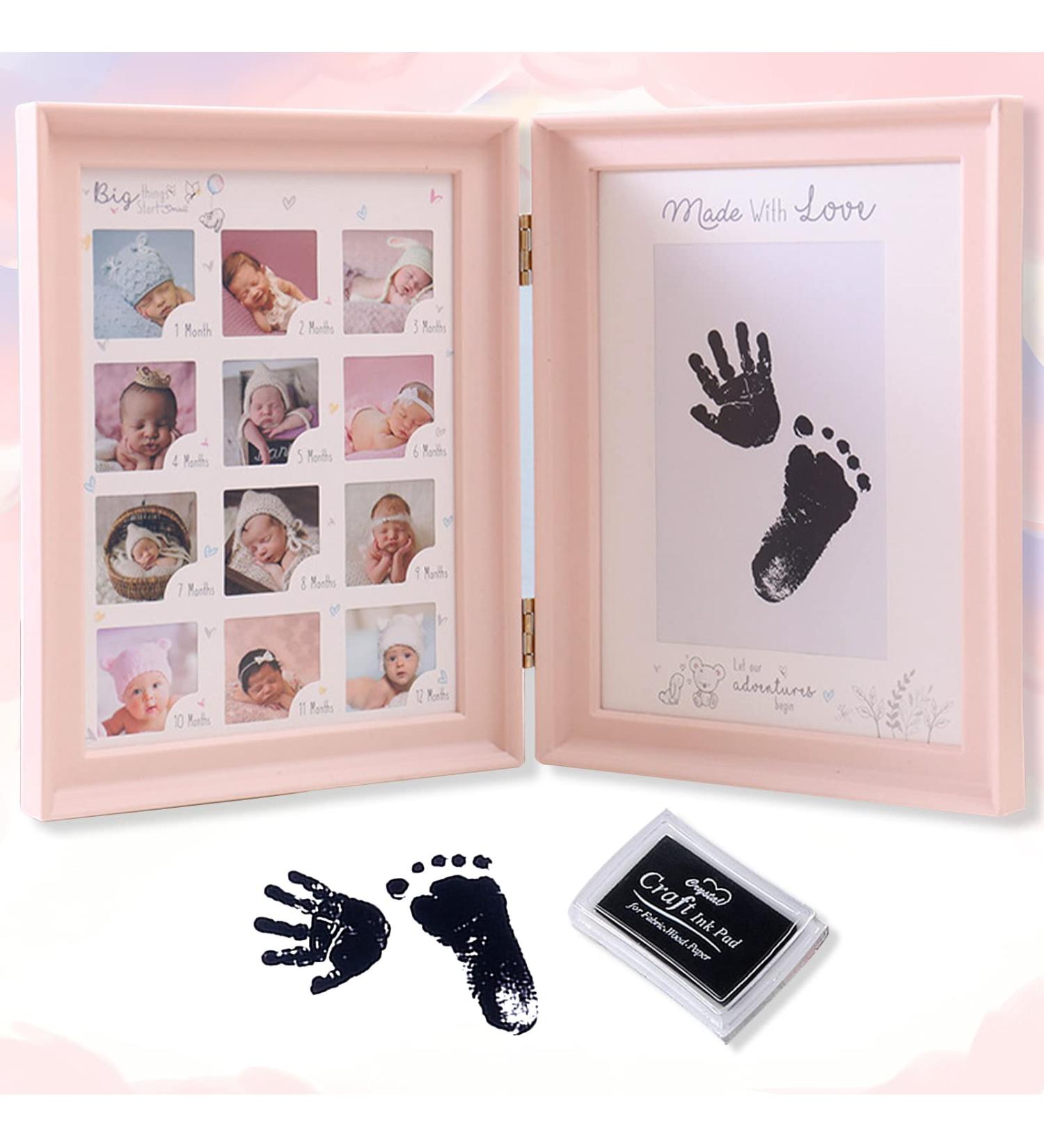 Mikytoper Baby Hand and Footprint Kit - Reusable Ink, Framed Photo Frame in Foldable Pink Design - Buy Online on SooperMarket.com