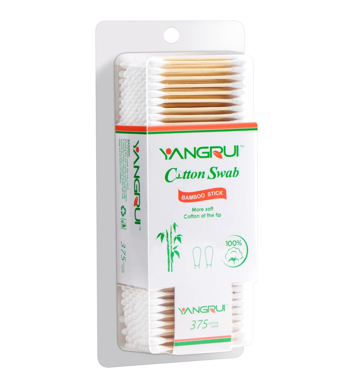 YANGRUI Cotton Swab 375 Count Bamboo Stick BPA Free Eco-friendly Double Round Ear Swabs - Pack of 1 - Buy Online on SooperMarket.com