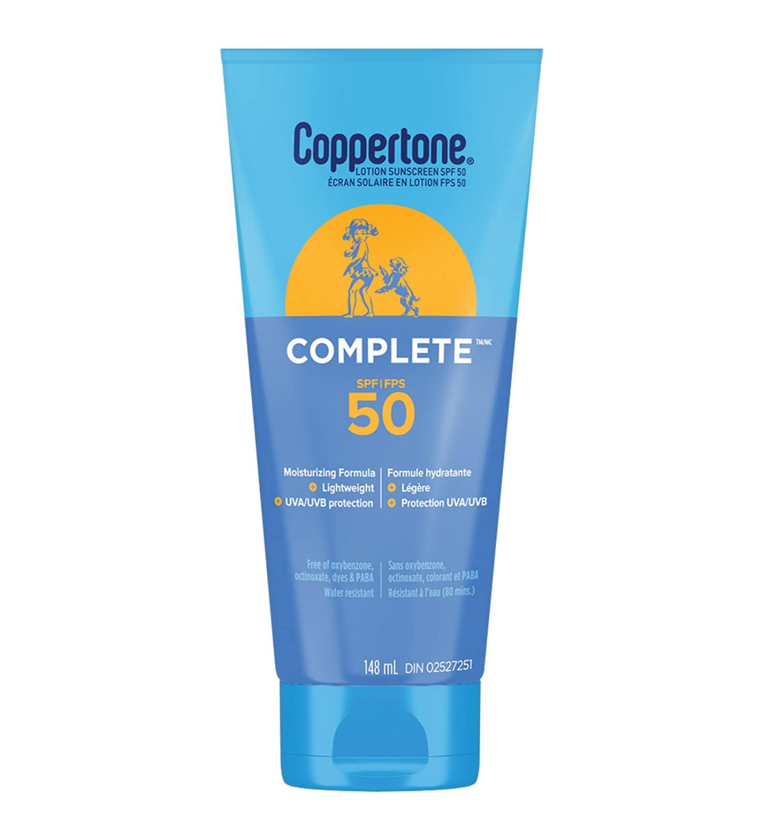 Coppertone Complete SPF 50 Sunscreen Lotion Lightweight Moisturizing Sunscreen Water Resistant Body Sunscreen 148mL - Buy Online on SooperMarket.com