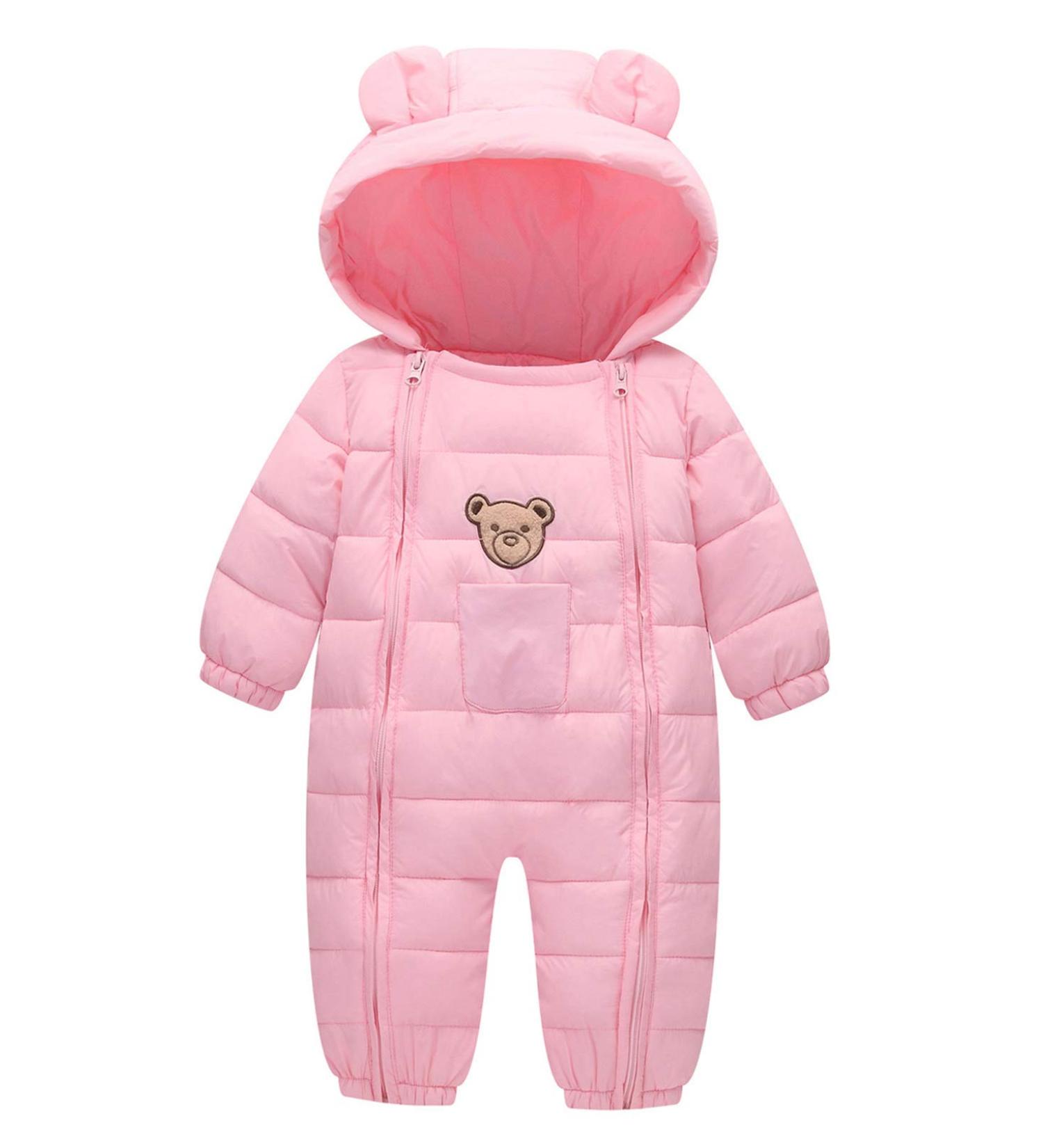 Happy Cherry Baby Toddler Hooded Romper Footie Pajamas - Bear Pink, 6-12 Months - Buy Online on SooperMarket.com