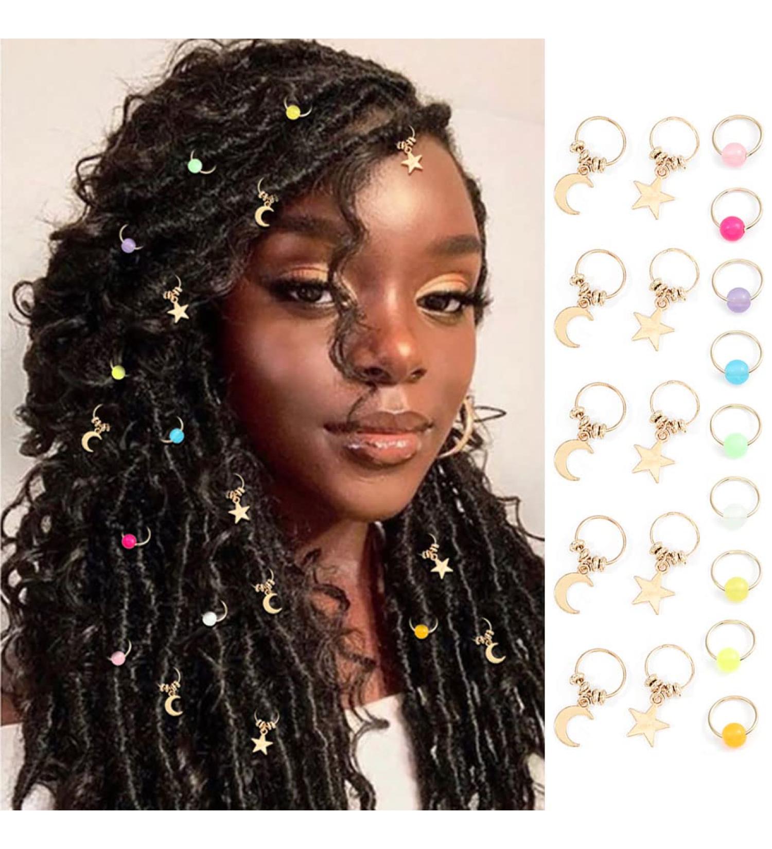 Star & Moon Dreadlock Charms & Beads Set - Formery Gold Jewelry Clips for Locs, Hair Accessories for Women & Girls - Buy Online on SooperMarket.com