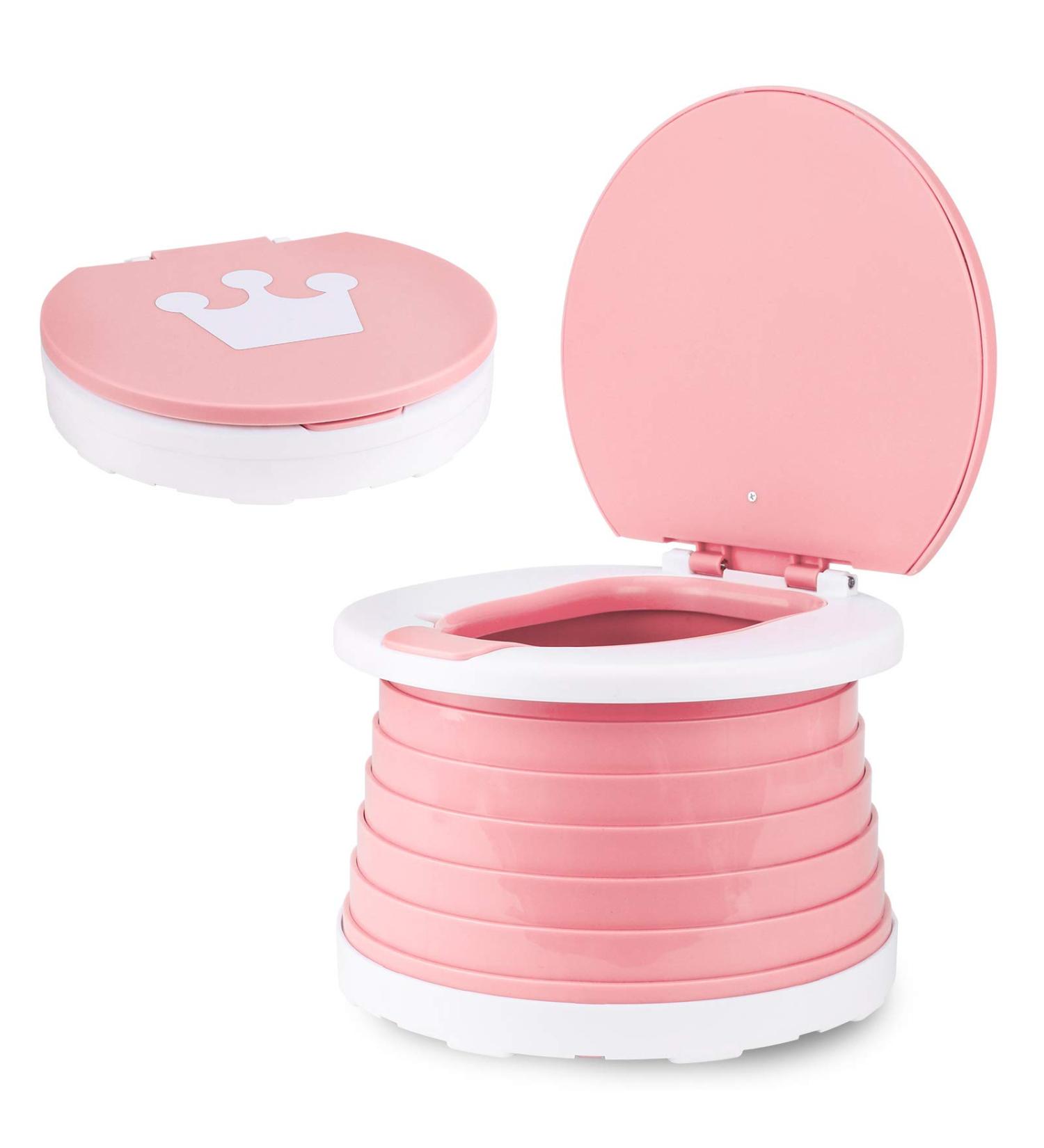 Kids Portable Folding Toilet Seat - Foldable Potty Chair for Boys & Girls | Toddler Potty Training Seat (Pink) - Buy Online on SooperMarket.com