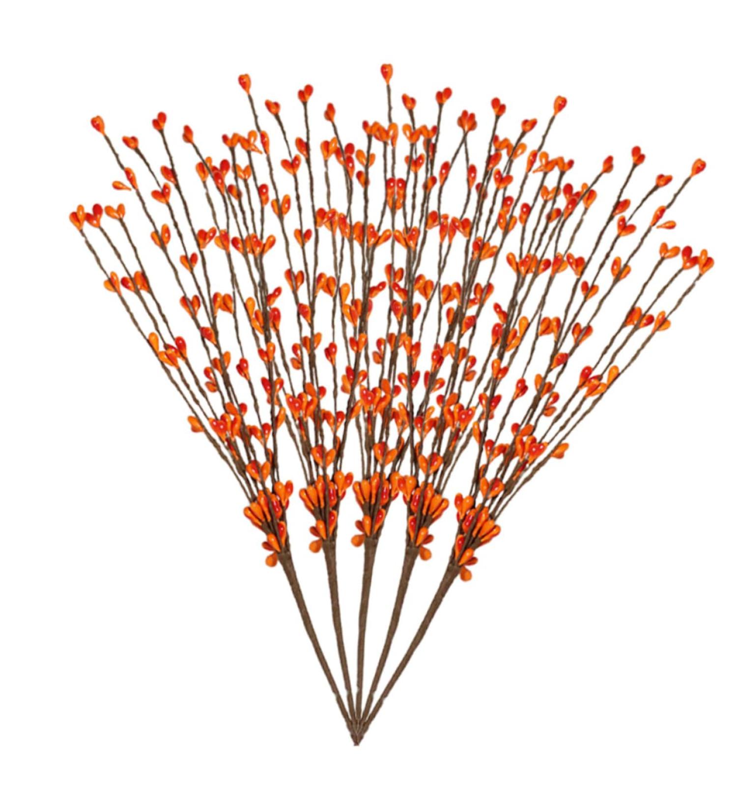 5pcs Artificial Berry Branch Christmas Ornaments Christmas Decoration Christmas Garland Berry Artificial Tree Picks Holly Berry Sprigs Plants Decor Plastic Small Fruit Halloween Orange 30x5cm - Buy Online on SooperMarket.com