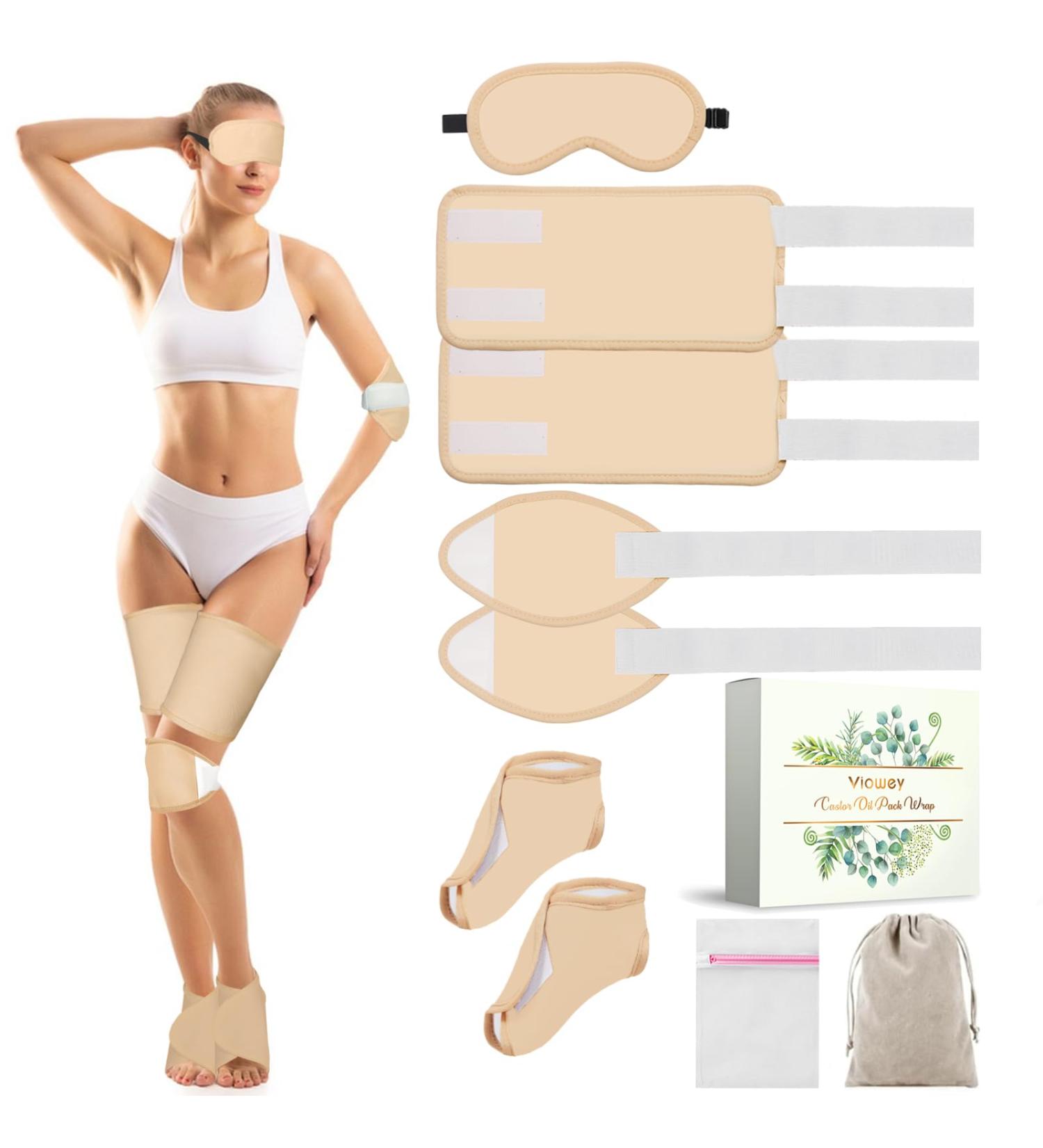 9 PCS Castor Oil Pack Wrap Organic Cotton Flannel Castor Oil Packs Castor Oil Wrap Castor Oil Pack kits Castor Oil Eye Mask Castor Oil Pack for Feet Castor Oil Pack Wrap for Knee and Legs (Khaki) (Khaki) - Buy Online on SooperMarket.com