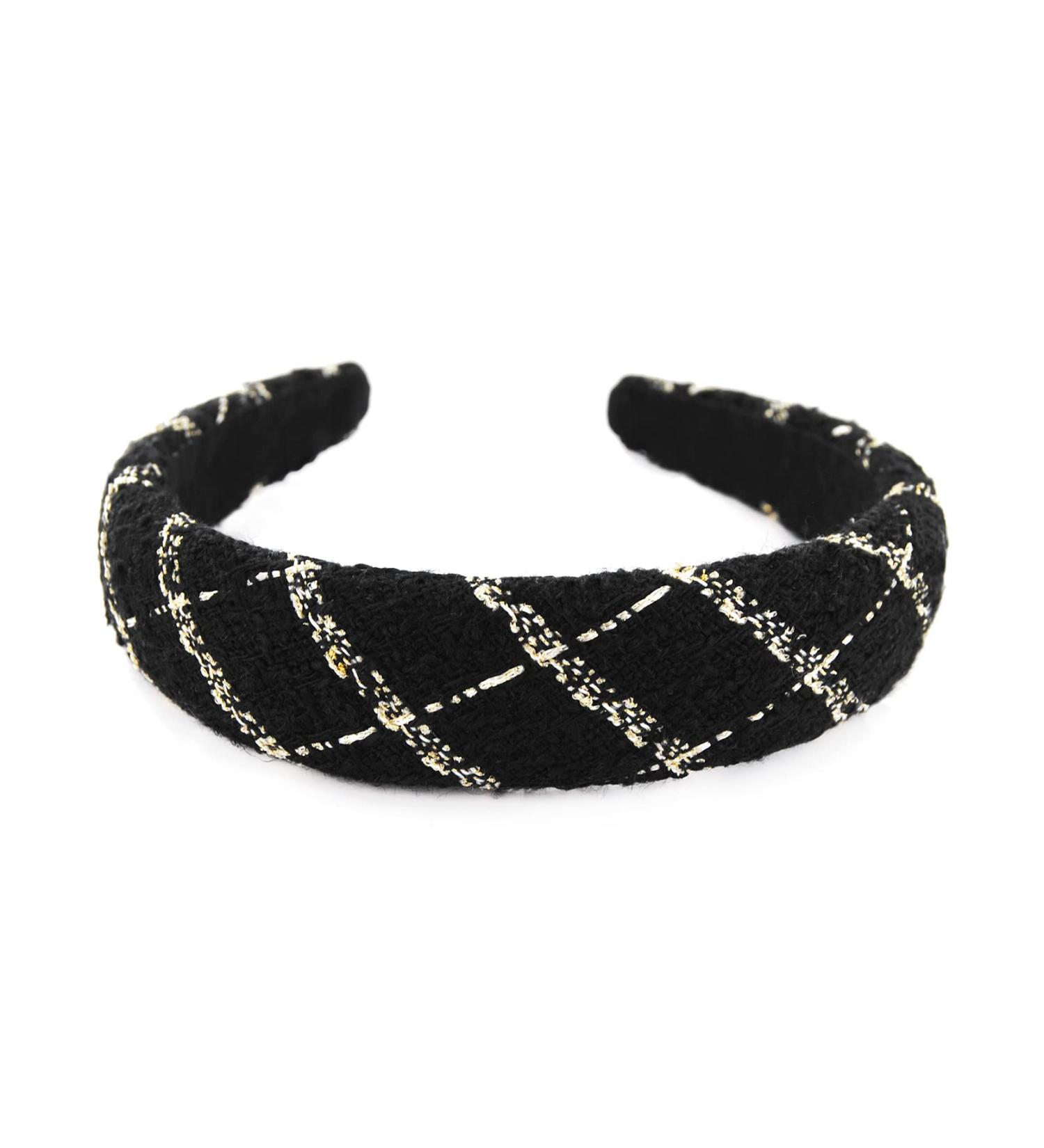 axy HRK8 Wide Headband with Tweed Fabric Padded - Beautiful Headband Hair Accessories (Black) - Buy Online on SooperMarket.com