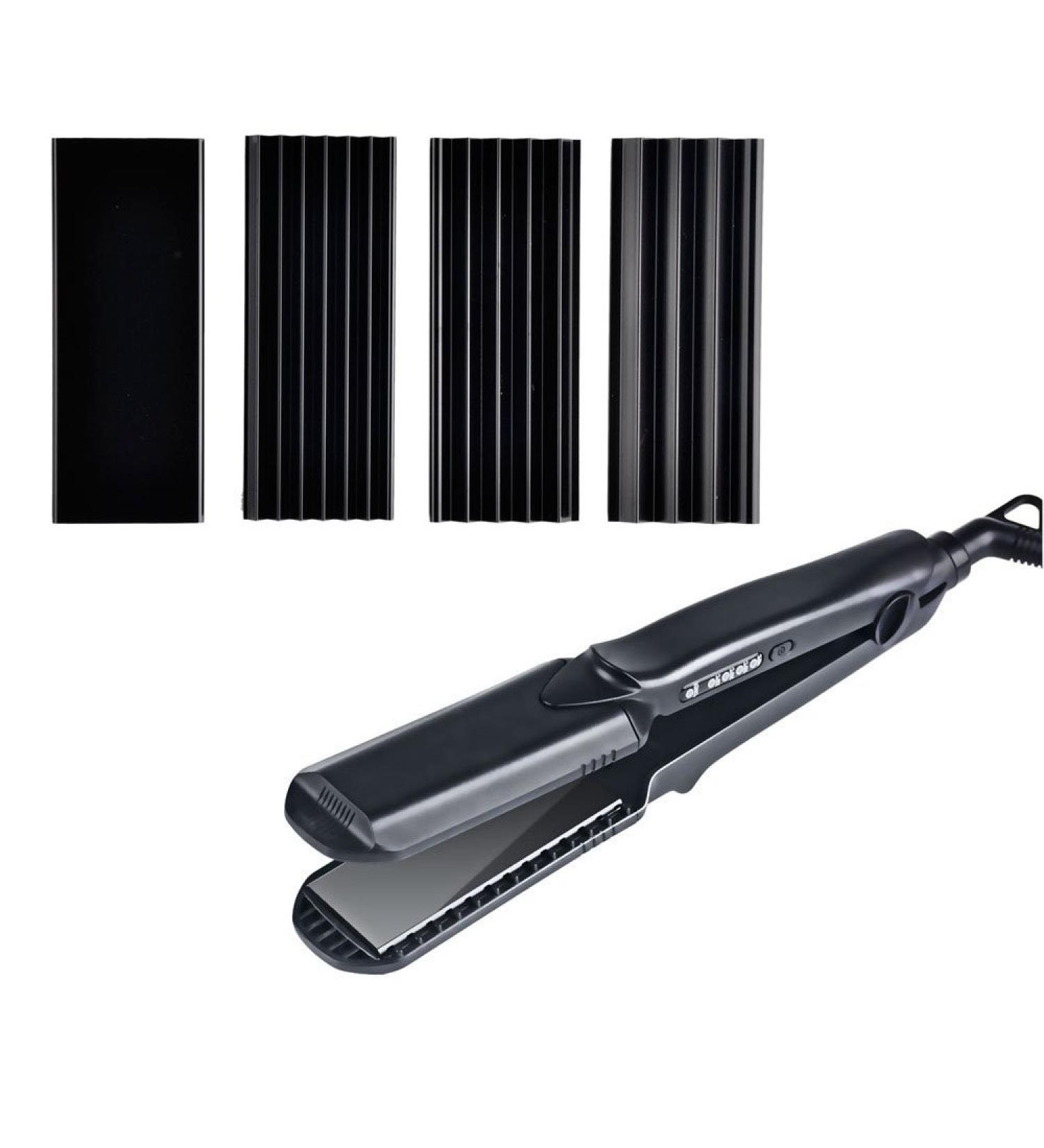 4 in 1 Hair Crimper & Flat Iron - Ceramic Hair Straightener Curling Iron & Waver - Interchangeable 1.5 Inch Plates for Perfect Styling - Buy Online on SooperMarket.com