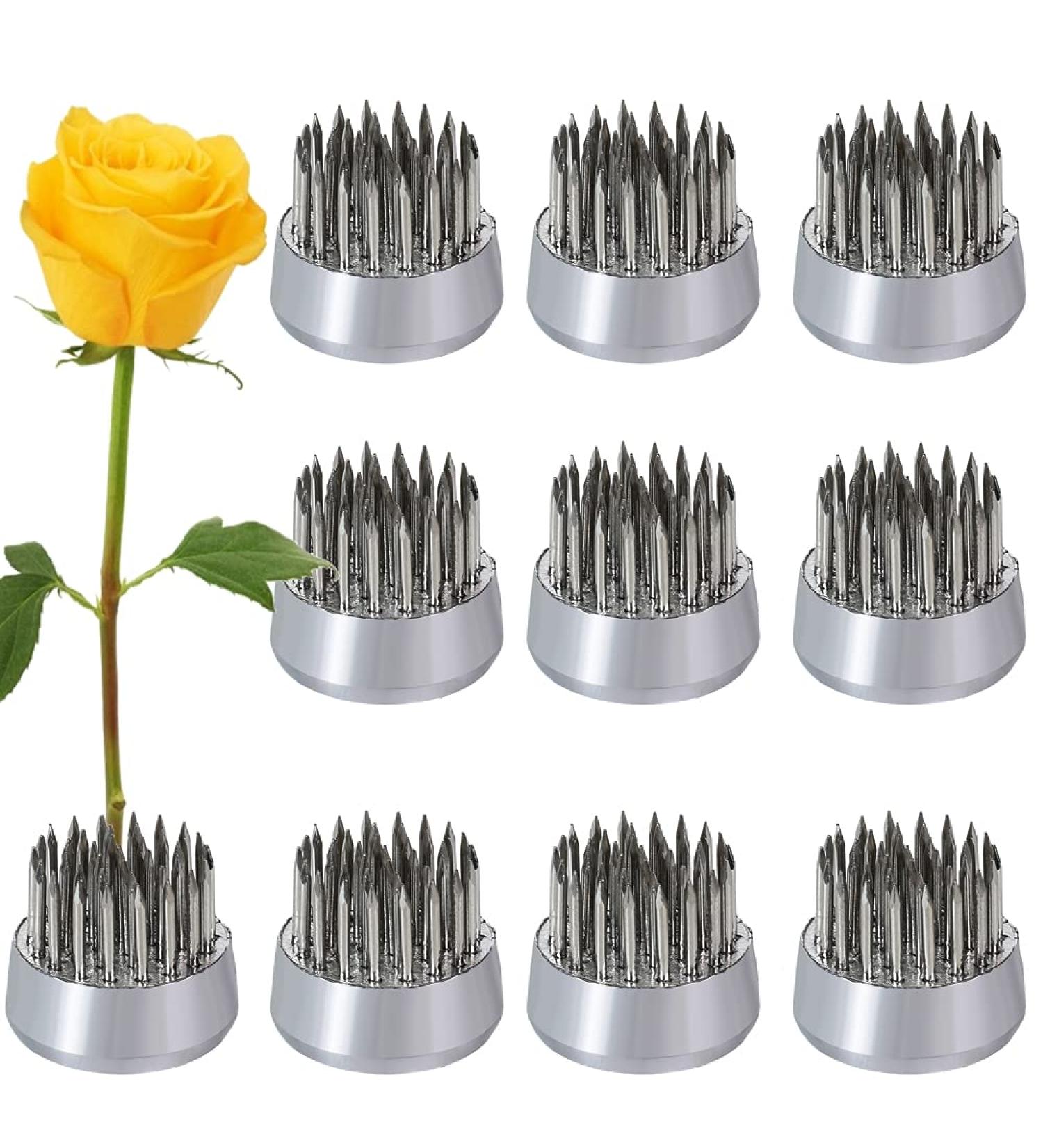 10pcs Silver Round Flower Frog Arrangers - Japanese Flower Holder for Floral Arrangement and Plant Decoration - Buy Online on SooperMarket.com