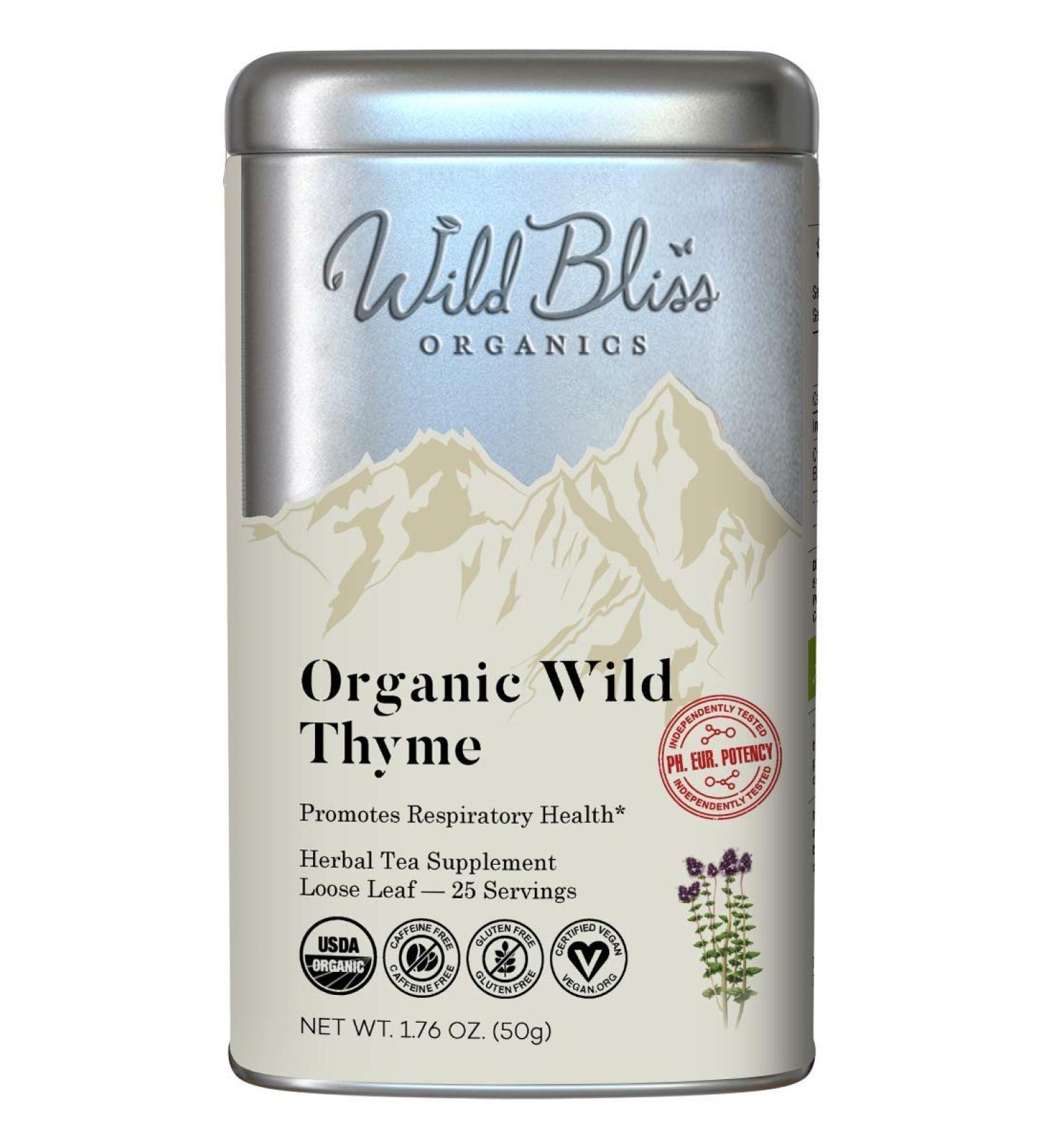 Organic Wild Thyme Tea - Caffeine-Free Loose Leaf Herbal Tea - 1.76 Oz - Pharmacopoeia Potency - Buy Online on SooperMarket.com