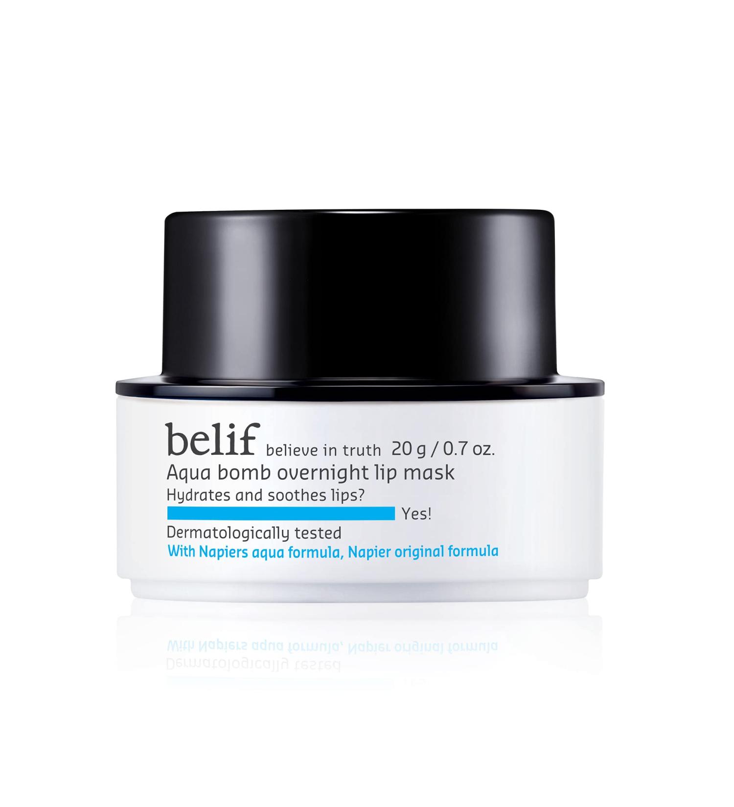 belif Aqua Bomb Overnight Lip Mask | Liightweight Lip Gel For Soothing and Hydrating | Normal  Dry  Combination & Oily Skin Type | Radiant & High Shine Finish | 0.7oz
