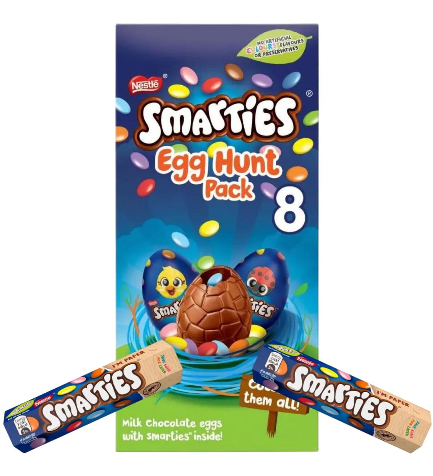 Easter Egg Bundle With Smarties Milk Chocolate Easter Egg Hunt Carton 140g and Milk Chocolate Tube 38g 2x (3 Pack)