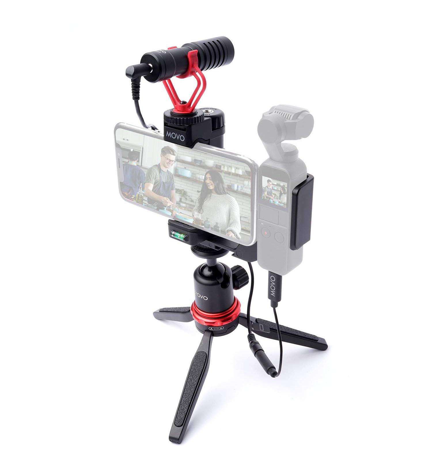 Movo Vlogging Kit for DJI OSMO Pocket 1 & 2 - Video Rig with VXR10 External Microphone, Tripod Mount, Type-C Audio Adapter - Ideal for Video and Audio Recording - Buy Online on SooperMarket.com