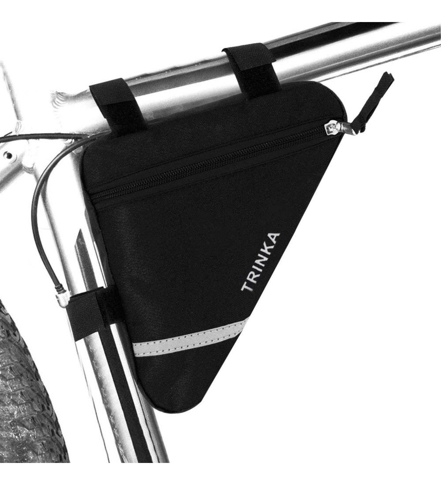 Buy Qitidasen Waterproof Bicycle Triangular Bag - Reflective Double-Sided Front Tube Frame Pocket (Black) for Safe Night Riding | International Shipping Available - Buy Online on SooperMarket.com