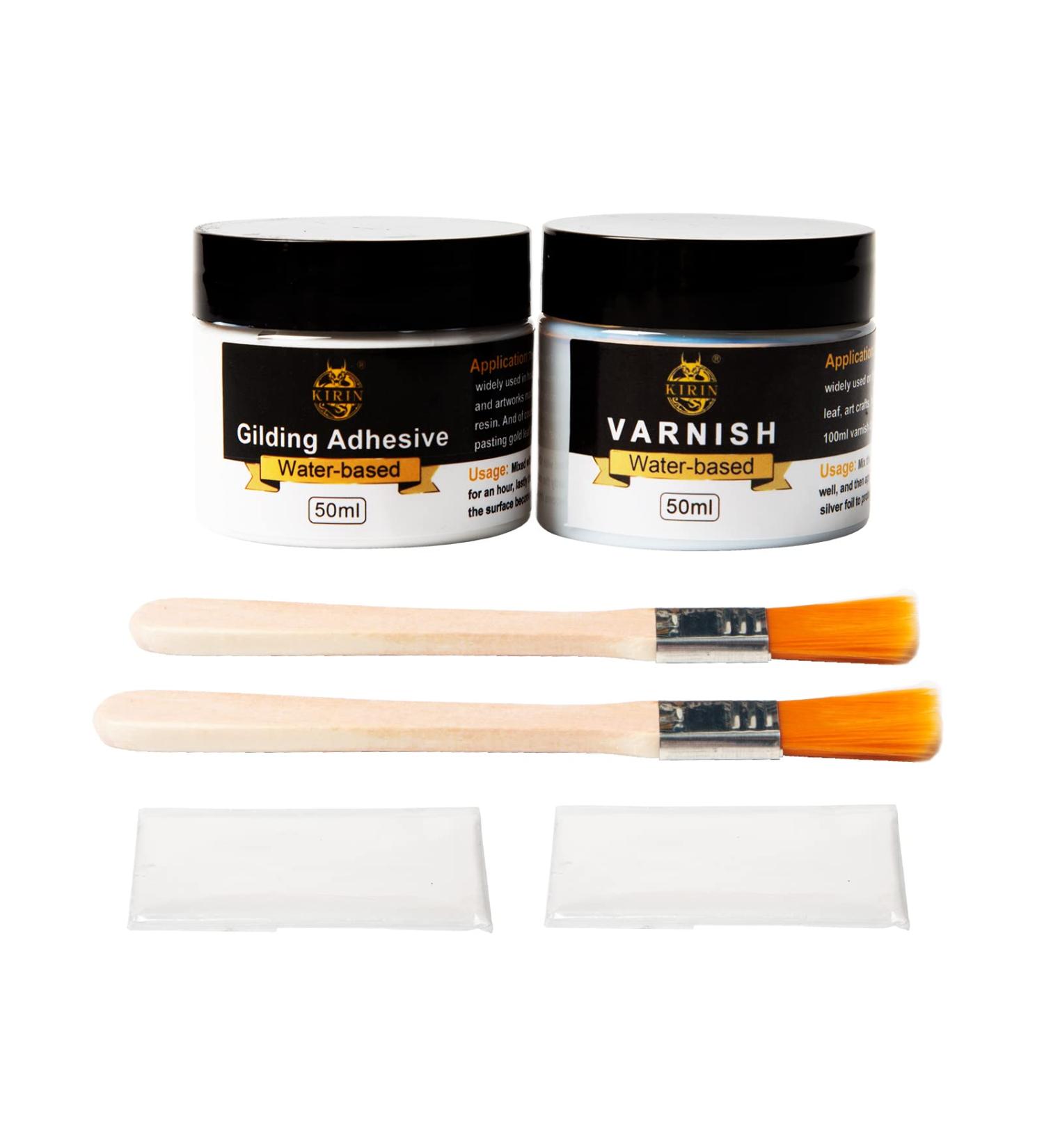 Gilding Adhesive 100ml Epoxy Resin - Professional Craft Use, Water Based Varnish - Protects Gold Foil, Anti-Oxidation - Brush and Gloves Gift Included - Buy Online on SooperMarket.com