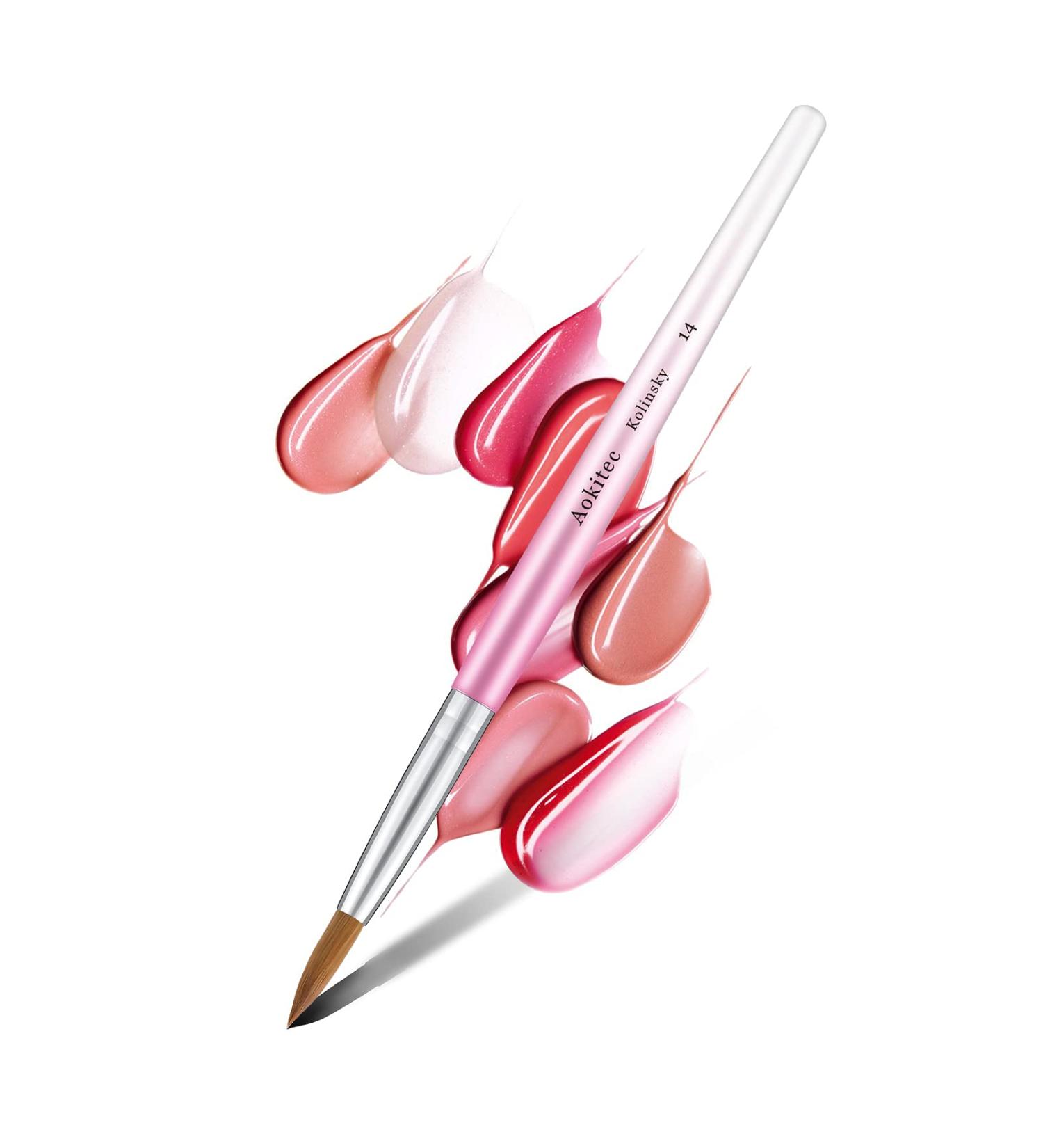 Aokitec Sable Kolinsky Nail Brush #14 Professional Acrylic Nail Art Brush for Manicure Wood Handle Pink Ideal Tool for Acrylic Nails - Buy Online on SooperMarket.com