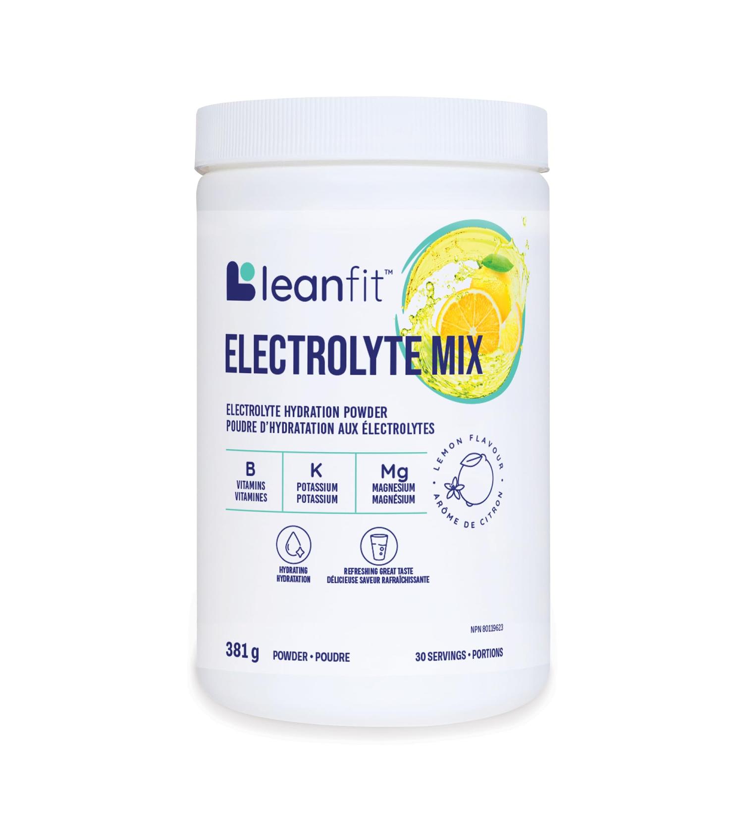 LEANFIT ELECTROLYTE MIX Citrus Lemon Electrolyte Hydration Powder Drink Mix Non GMO Vegan Gluten-Free 30 servings 381g tub - Buy Online on SooperMarket.com