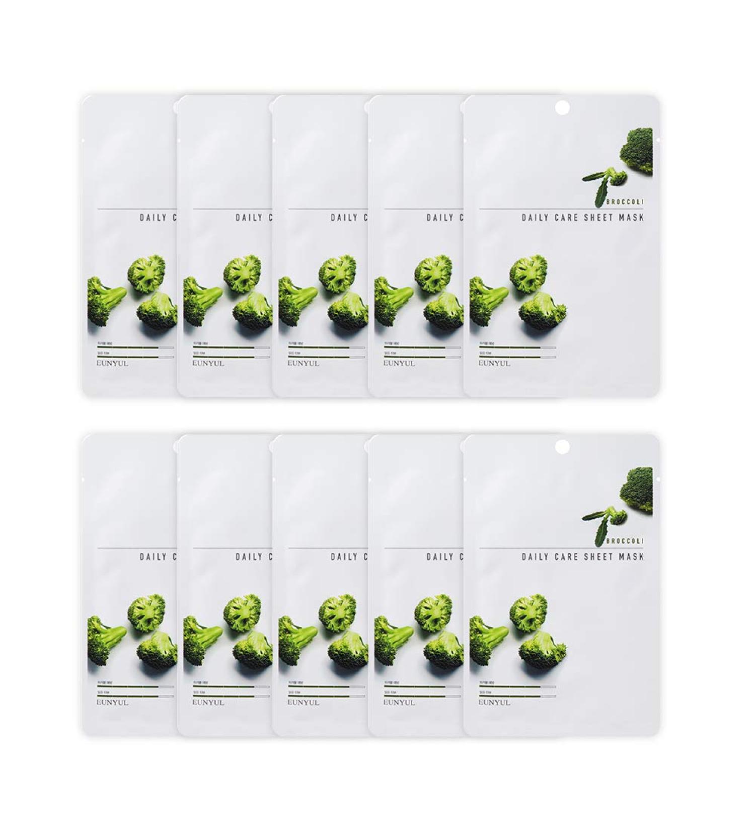 Buy Eunyul Daily Care Broccoli Face Mask Pack - 10 Vegan Tencel Masks | Hypoallergenic Korean Skincare for Healthy Skin - Buy Online on SooperMarket.com