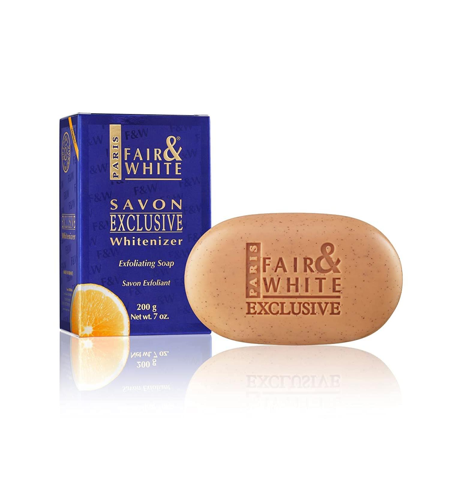 Fair and White Exclusive Exfoliating Soap 7 oz - Skin Brightening Bar with Vitamin C and Shea Butter - Buy Online on SooperMarket.com