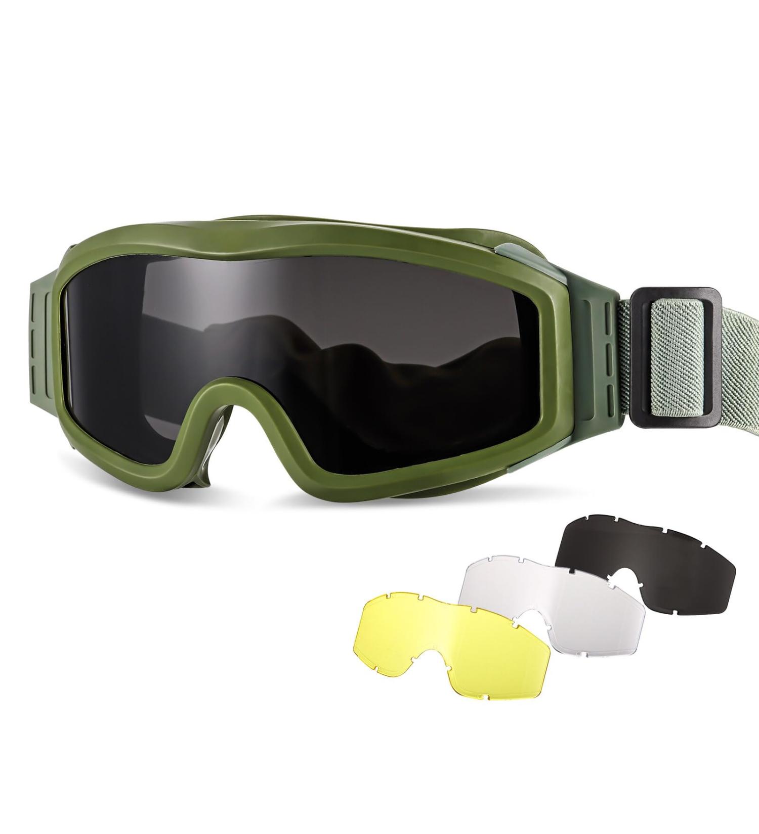 Wowlela Airsoft Tactical Glasses - Protective UV-Resistant Paintball & Shooting Glasses with 3 Interchangeable Lenses for Ski Hunt & Sports - Buy Online on SooperMarket.com