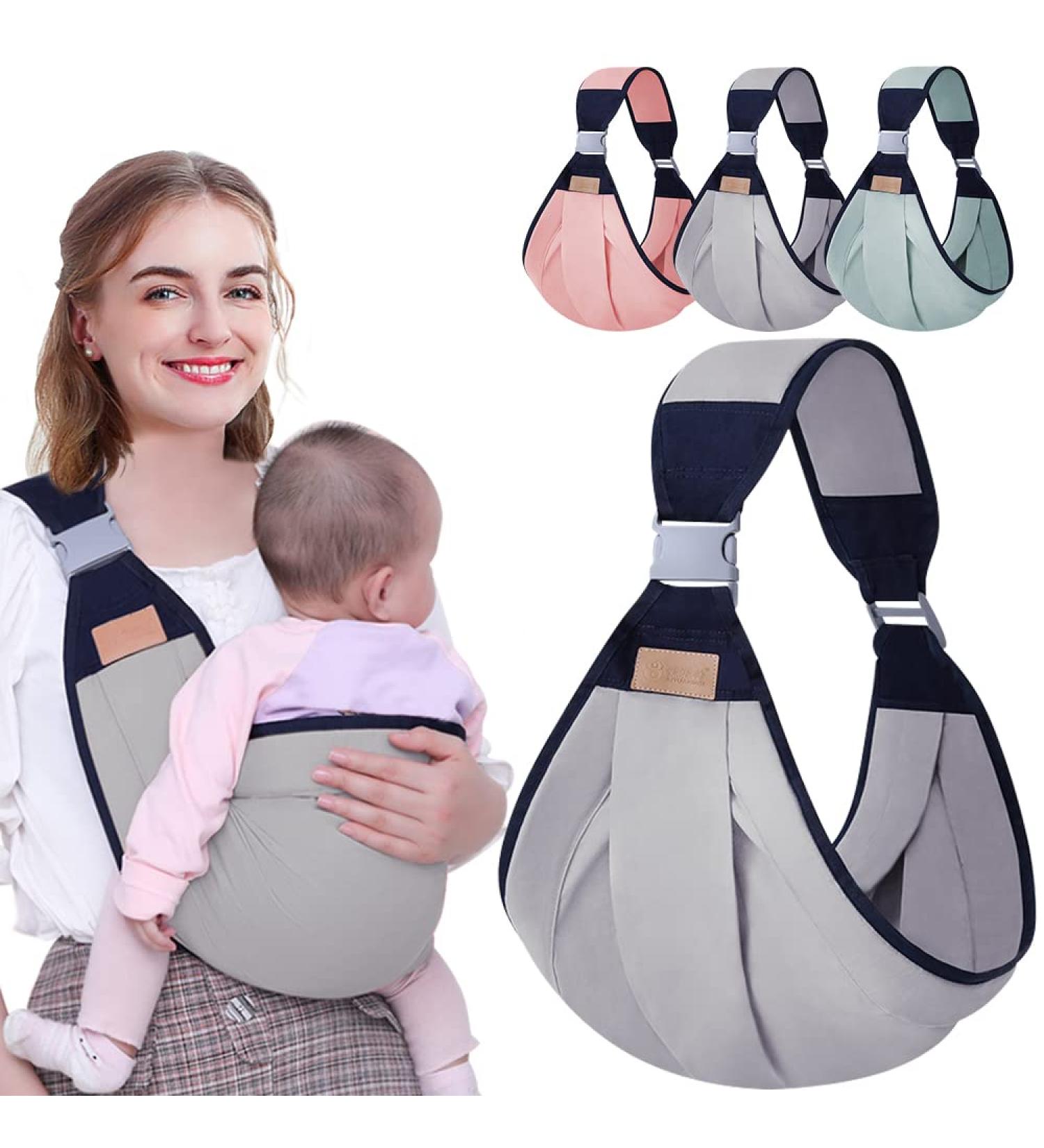 HINATAA Breathable Baby Sling | Adjustable Baby Carrier Wrap for 0-36 Months | Quick Dry & Thick Shoulder Straps | Grey - Buy Online on SooperMarket.com
